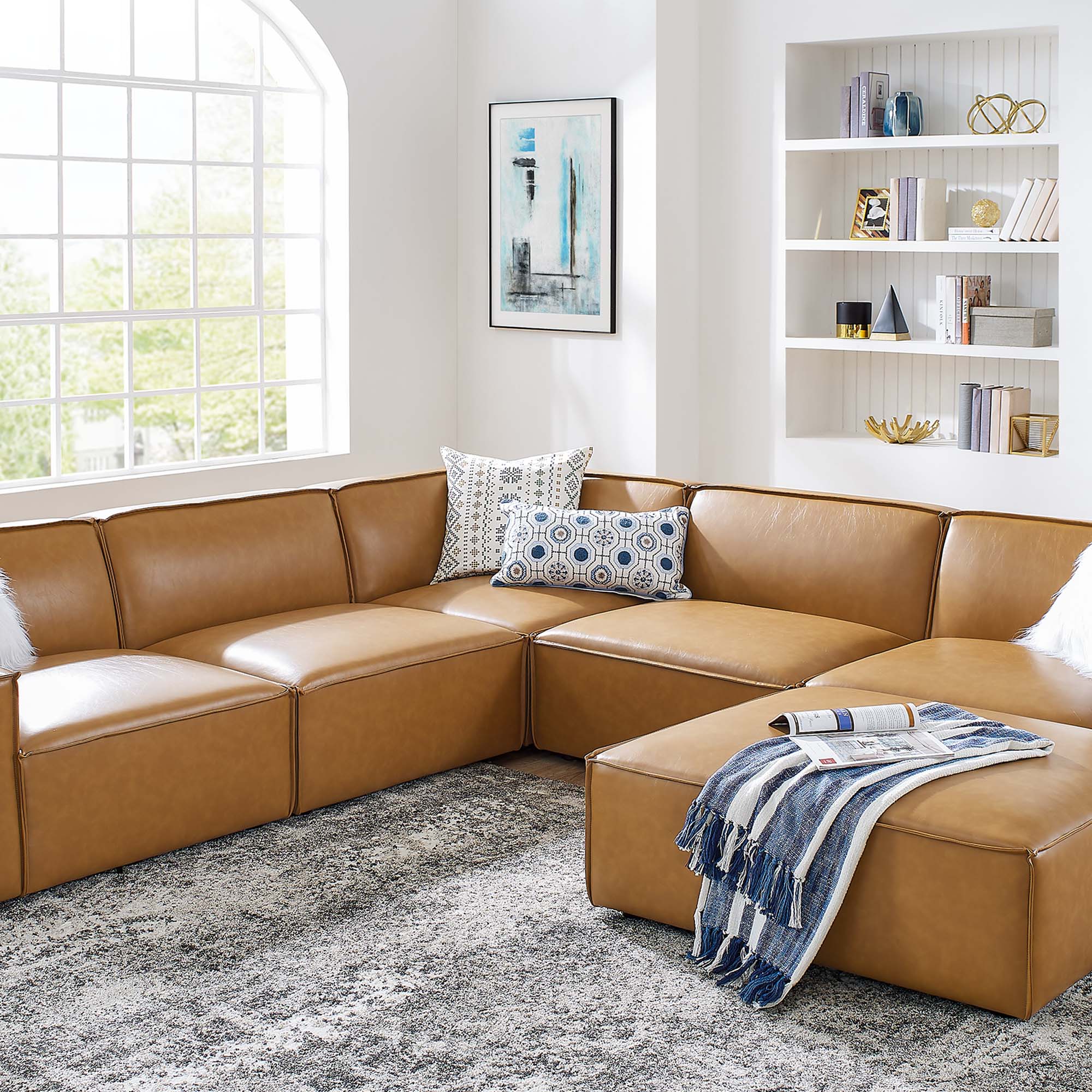 Modway Restore 6-Piece Vegan Leather Sectional Sofa