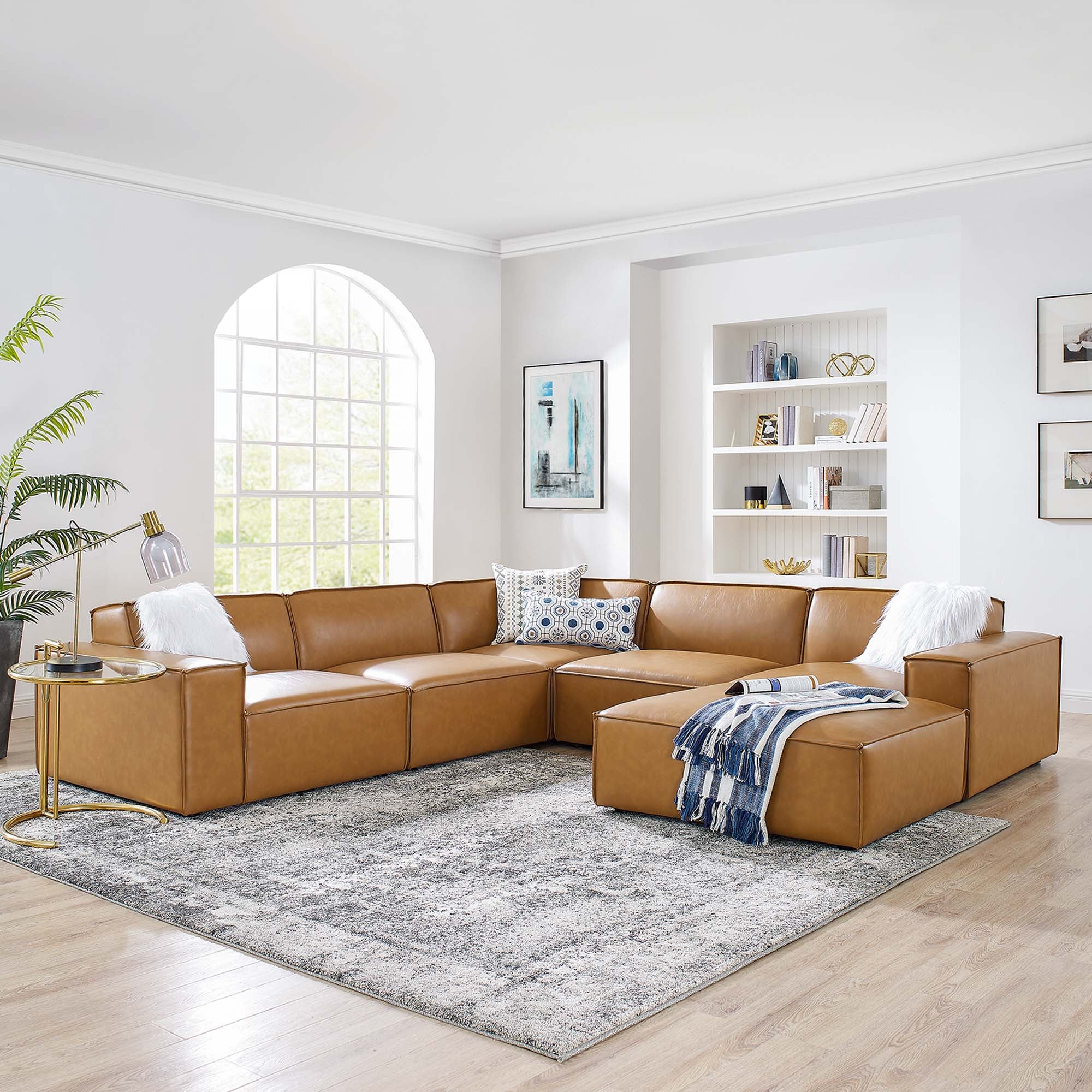 Modway Restore 6-Piece Vegan Leather Sectional Sofa