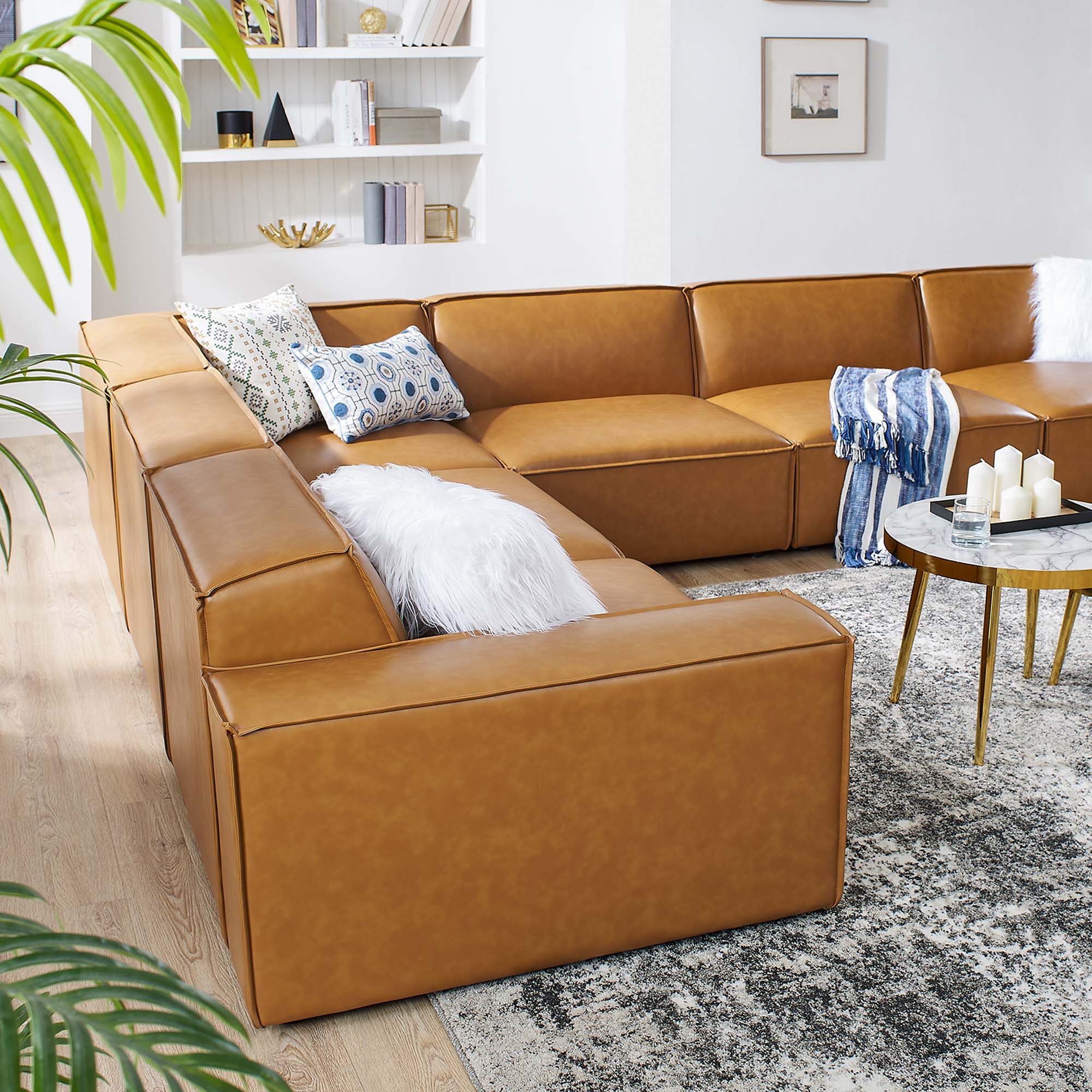 Modway Restore 6-Piece Vegan Leather Sectional Sofa