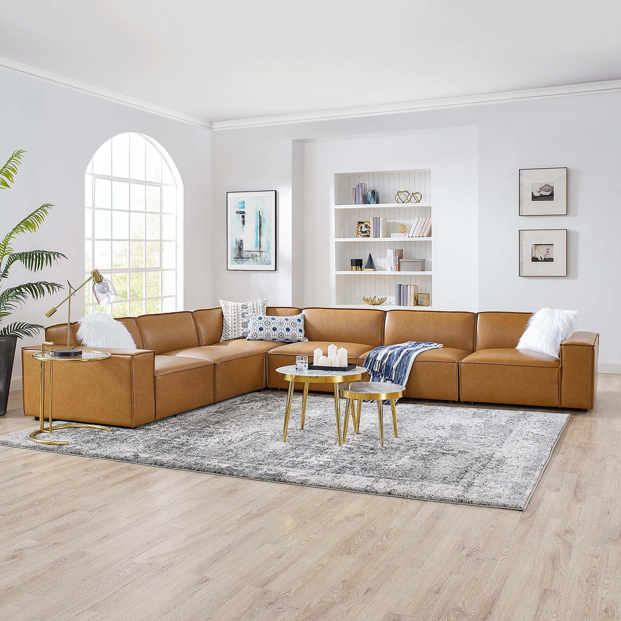 Modway Restore 6-Piece Vegan Leather Sectional Sofa