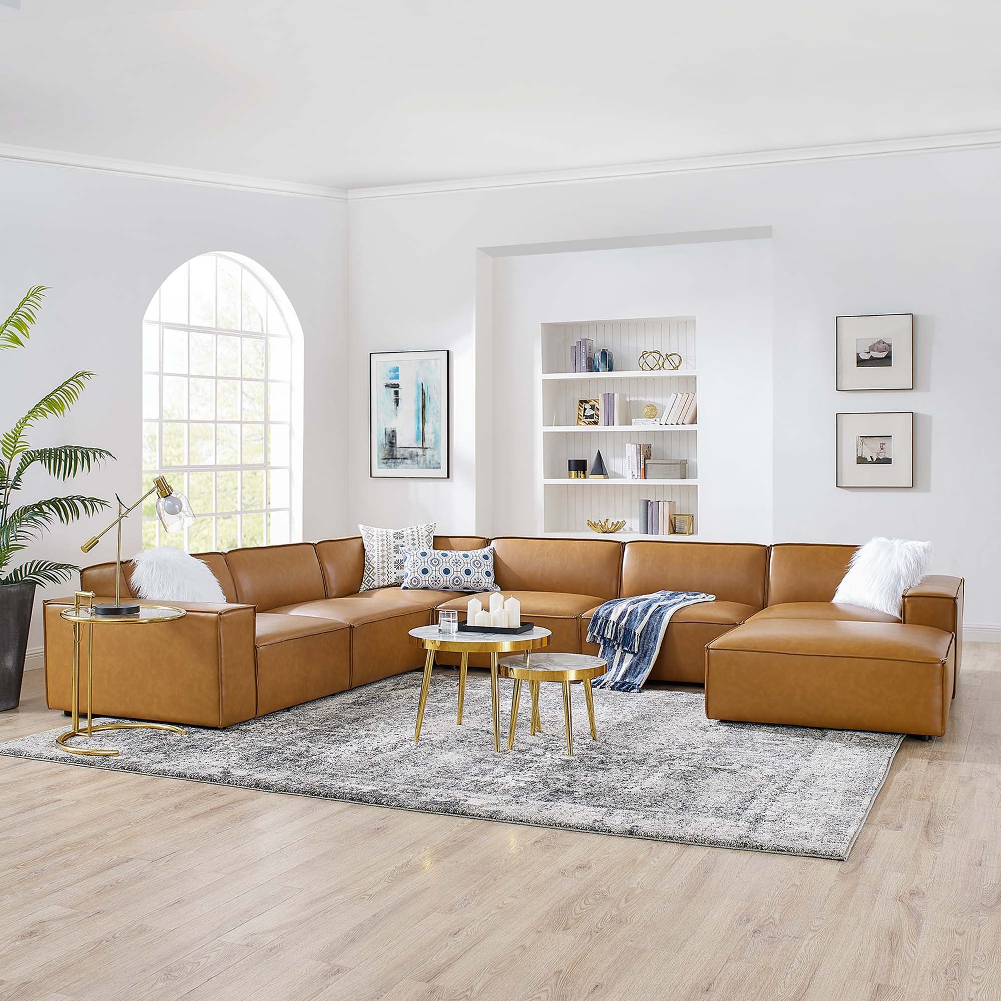 Modway Restore 7-Piece Vegan Leather Sectional Sofa