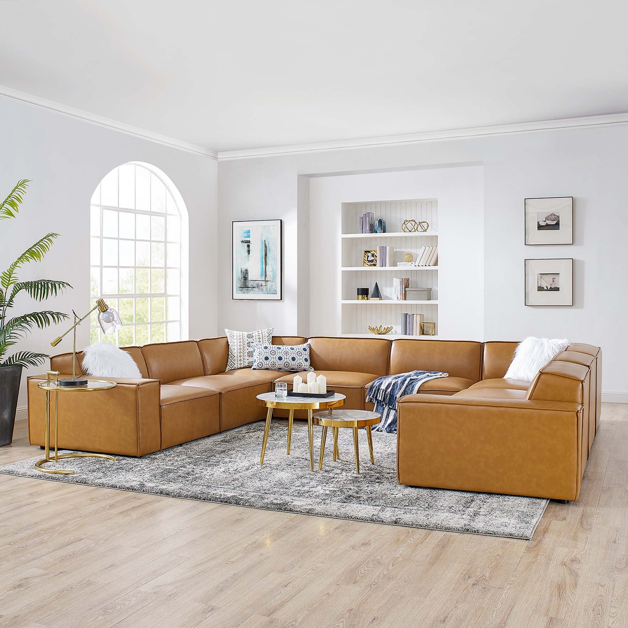Modway Restore 8-Piece Vegan Leather Sectional Sofa