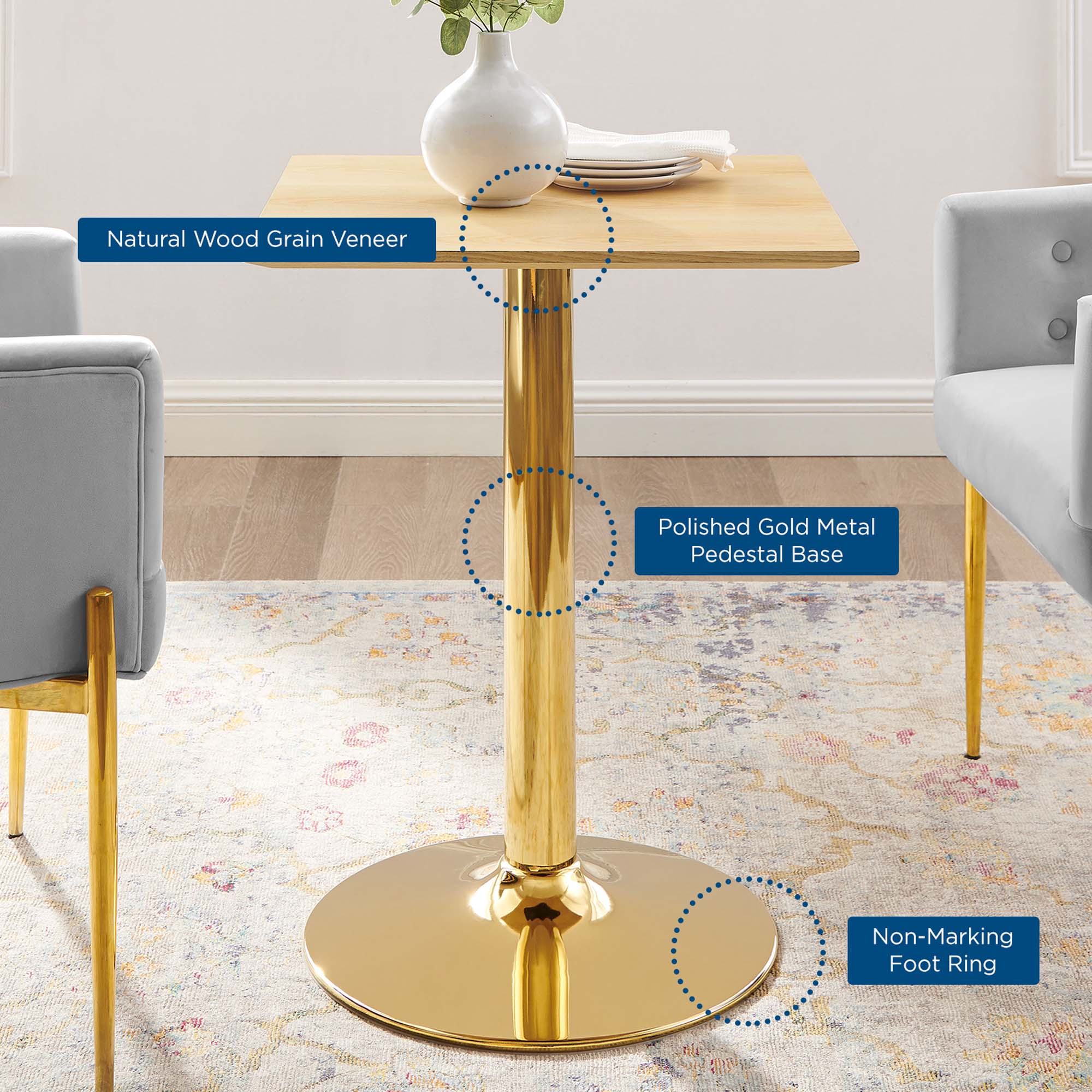 Modway Verne 24" Square Dining Table