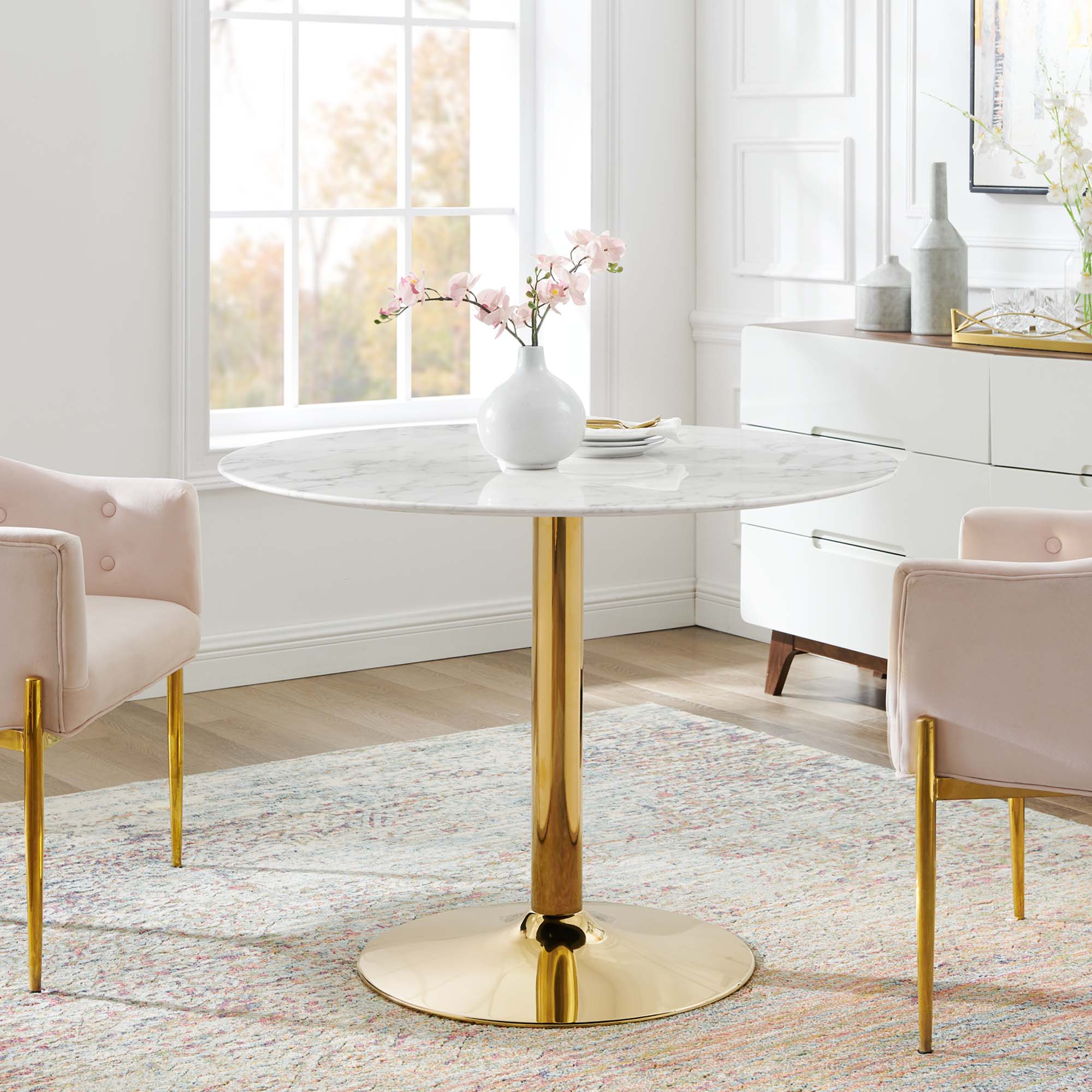 Modway Verne 40" Artificial Marble Dining Table