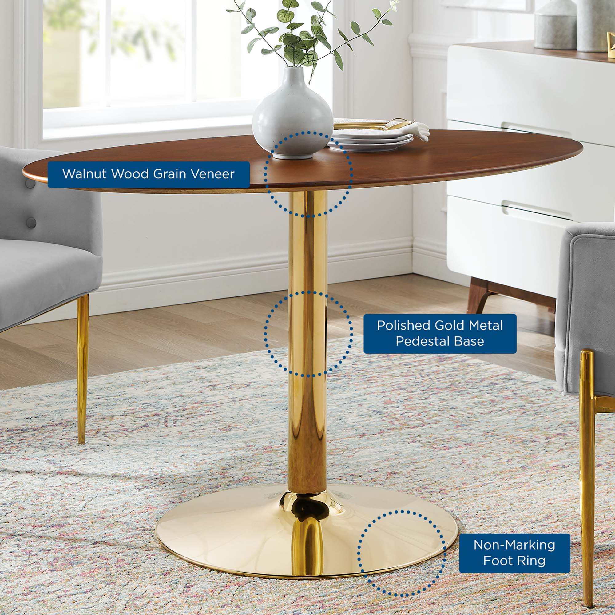 Modway Verne 48" Oval Dining Table