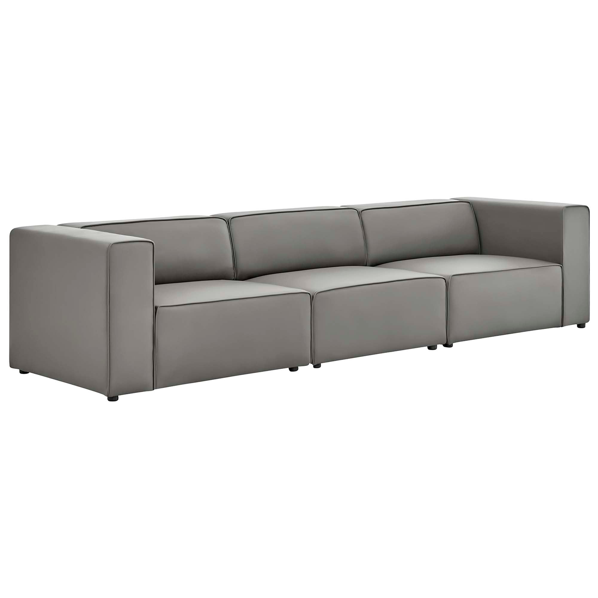 Modway Mingle 3-Piece Vegan Leather Sectional Sofa