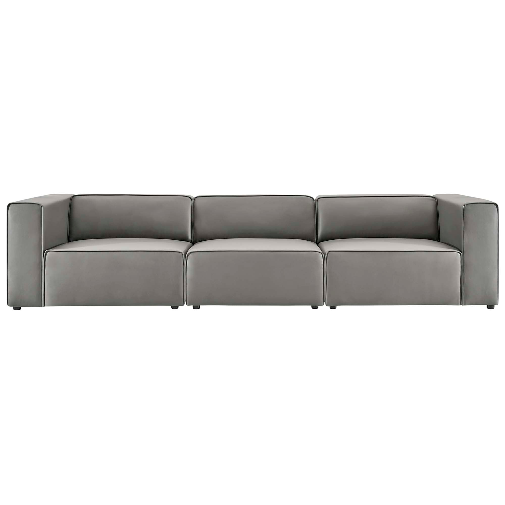 Modway Mingle 3-Piece Vegan Leather Sectional Sofa