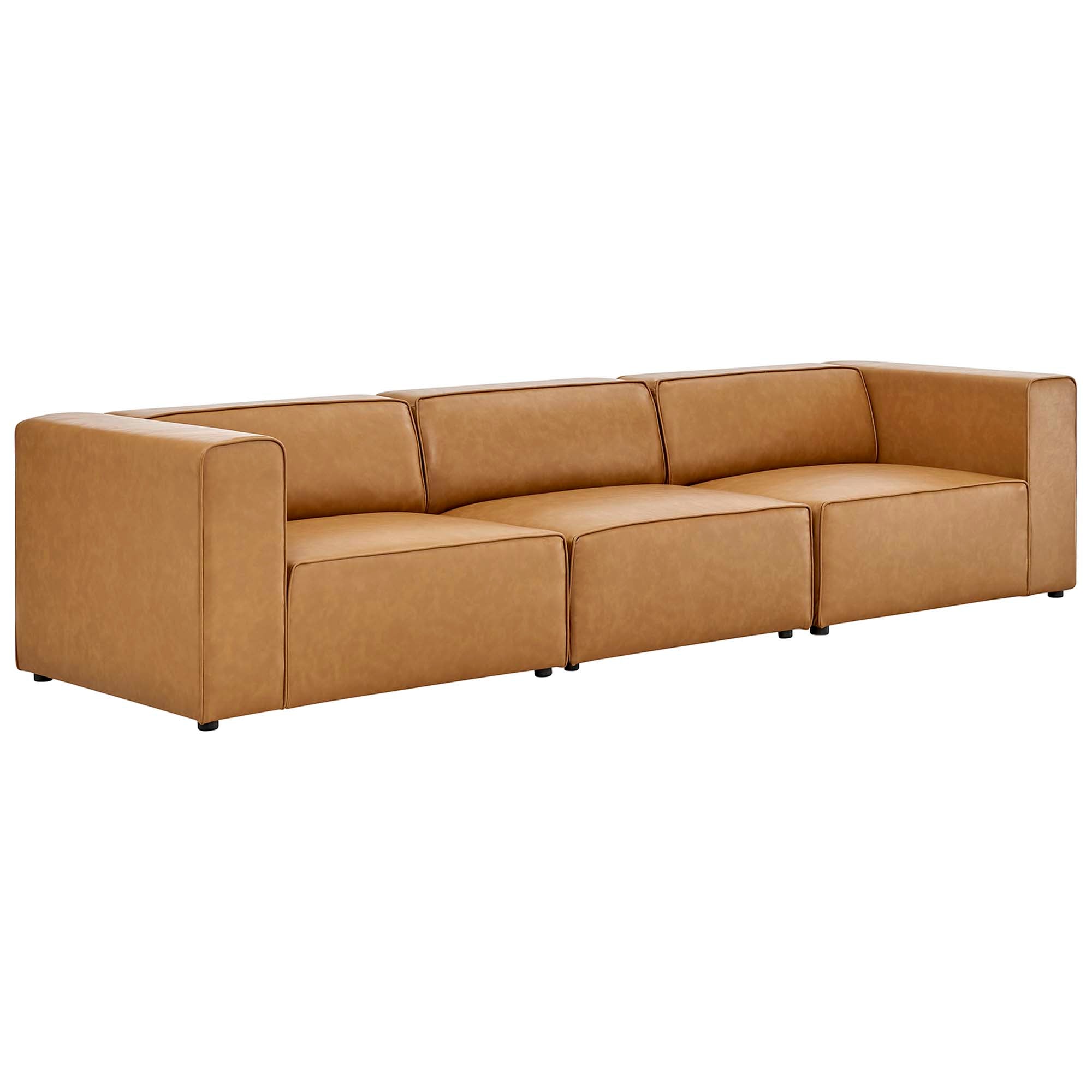 Modway Mingle 3-Piece Vegan Leather Sectional Sofa