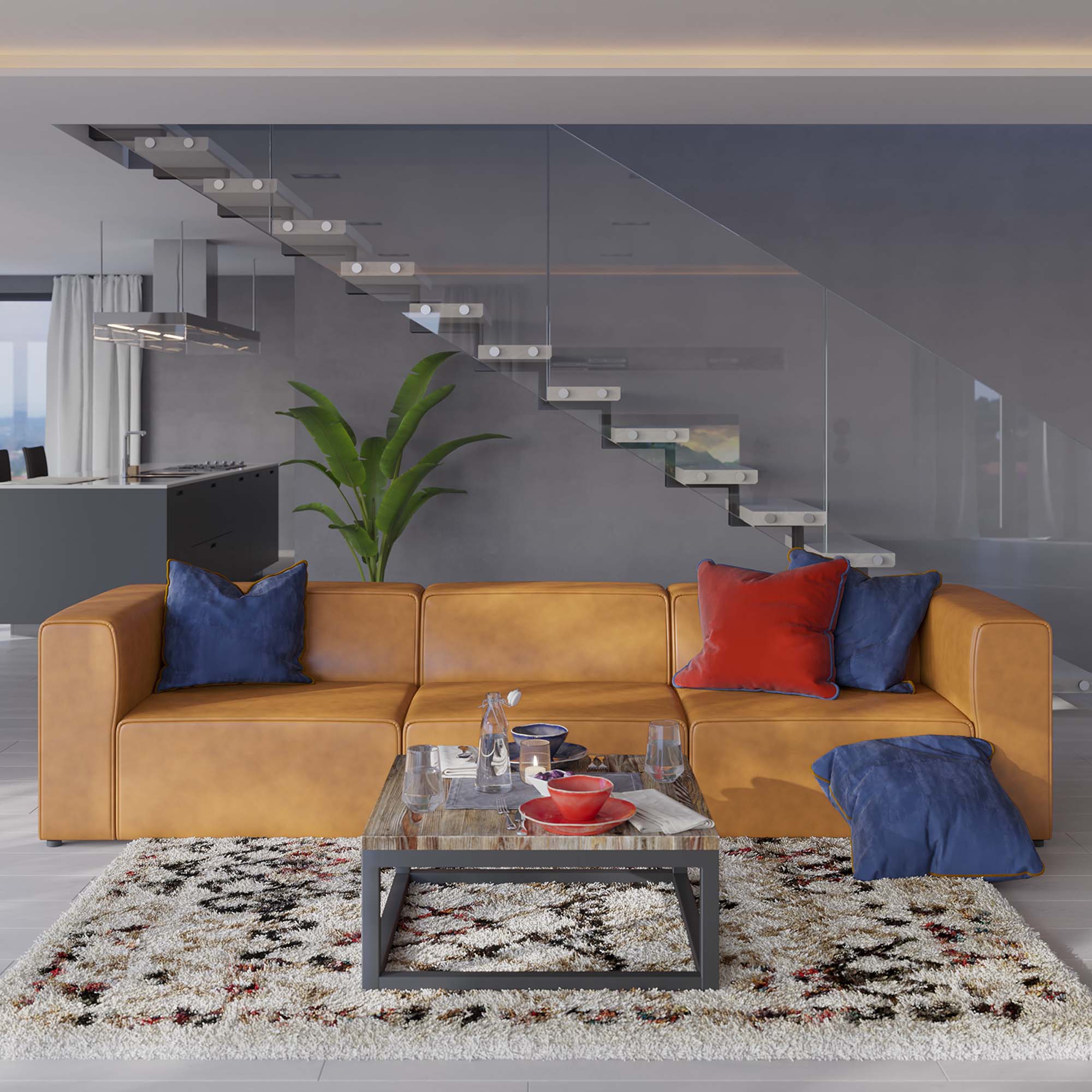 Modway Mingle 3-Piece Vegan Leather Sectional Sofa