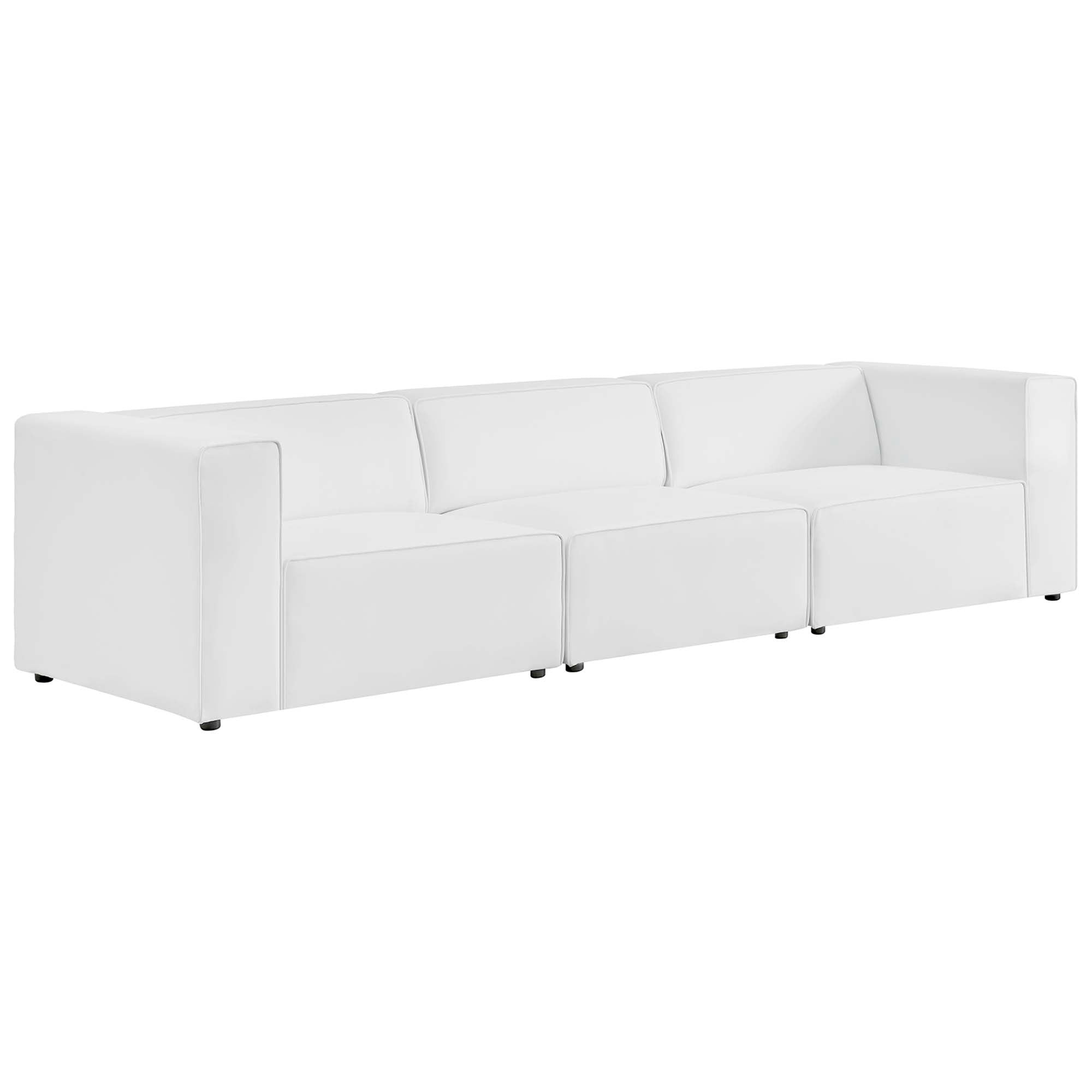 Modway Mingle 3-Piece Vegan Leather Sectional Sofa