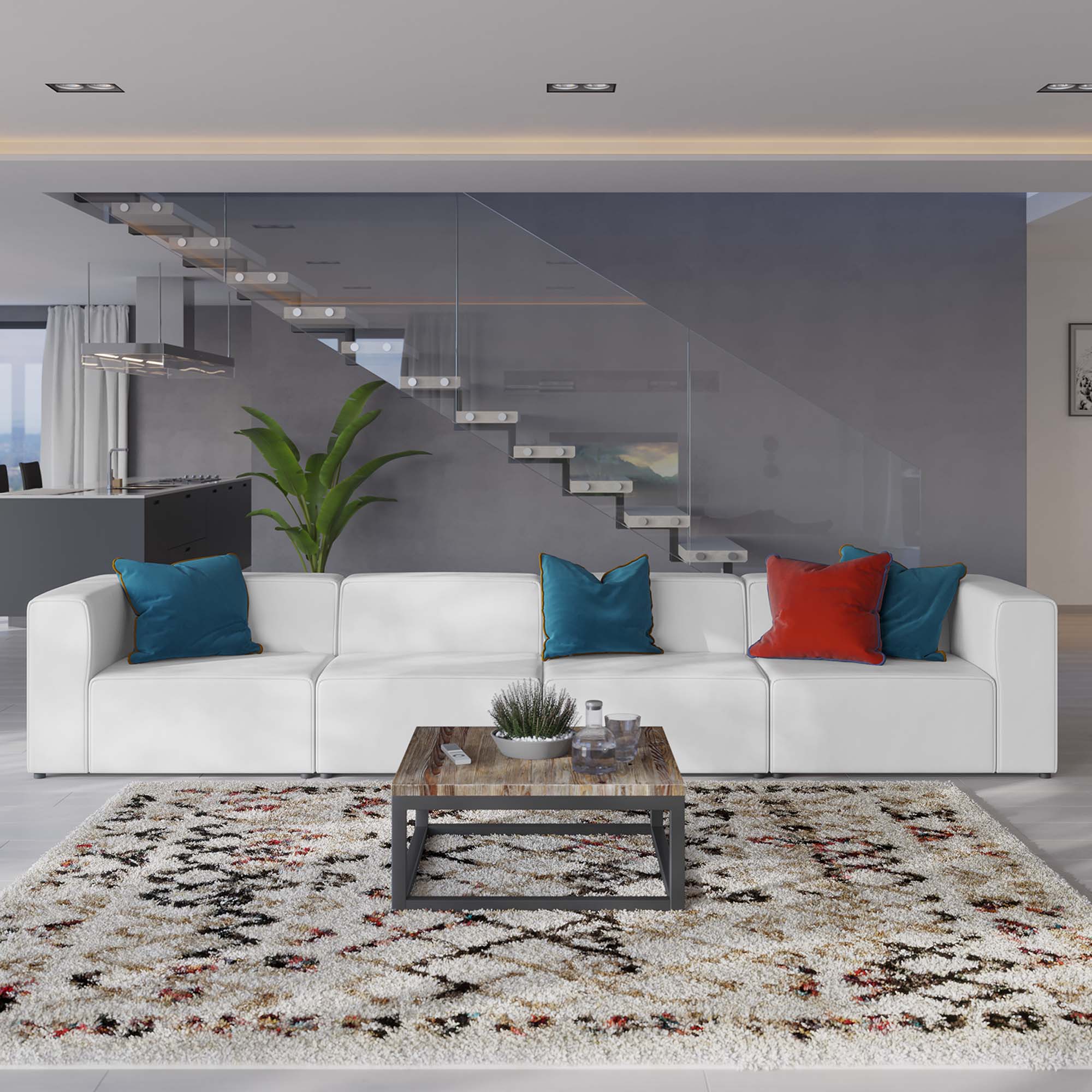 Modway Mingle 4-Piece Vegan Leather Sectional Sofa