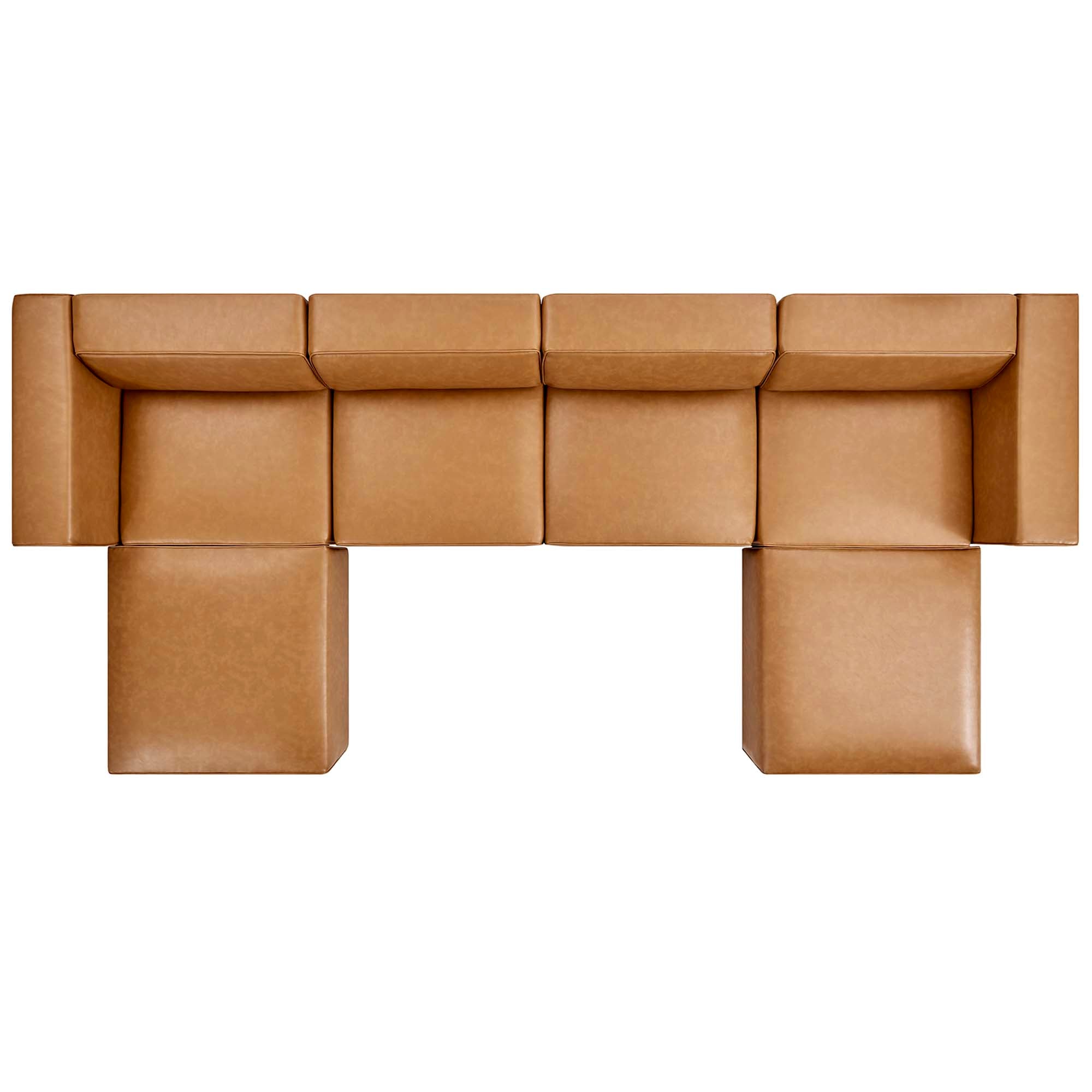 Modway Mingle 4-Piece Vegan Leather Sofa and 2 Ottomans Set