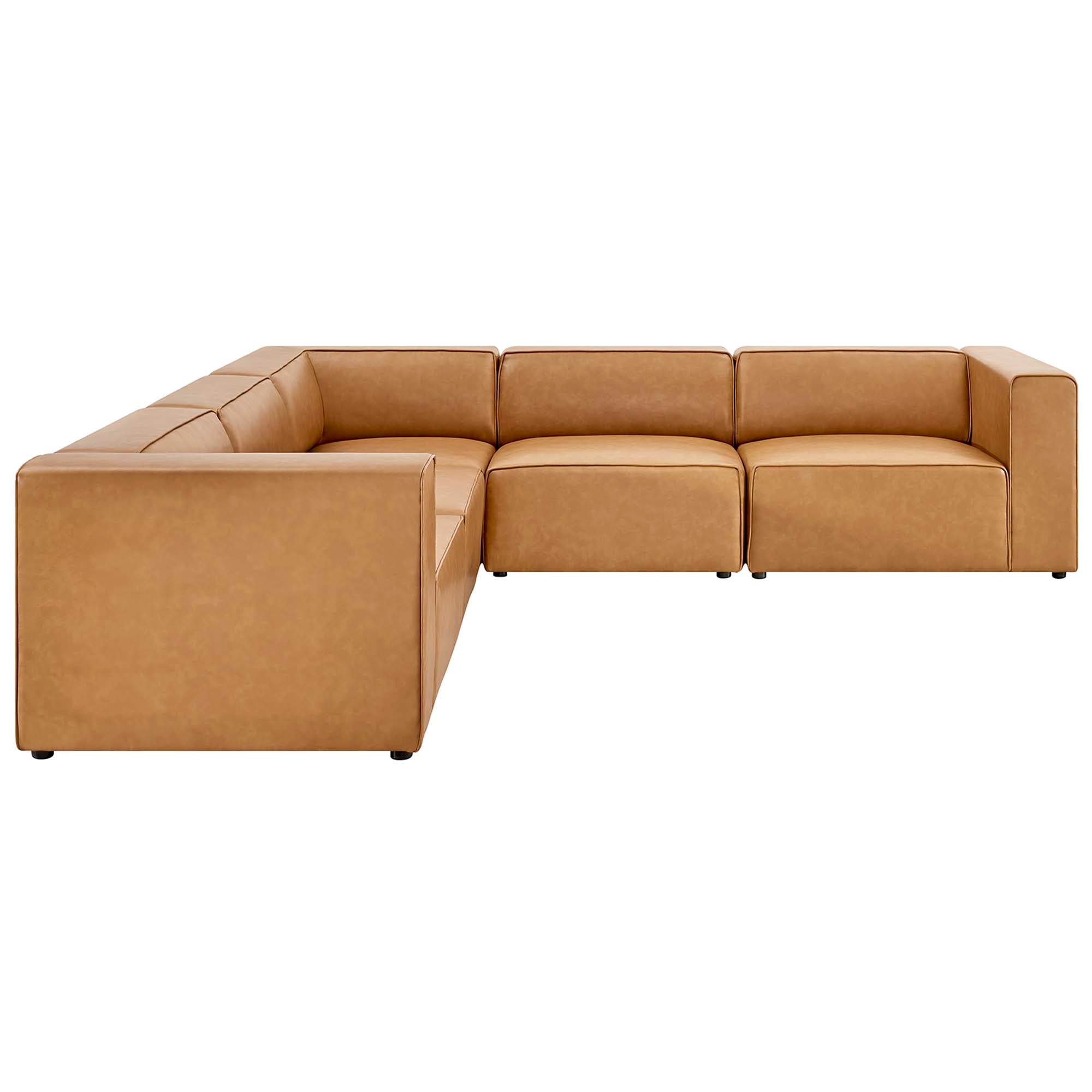 Modway Mingle 5-Piece Vegan Leather Sectional Sofa