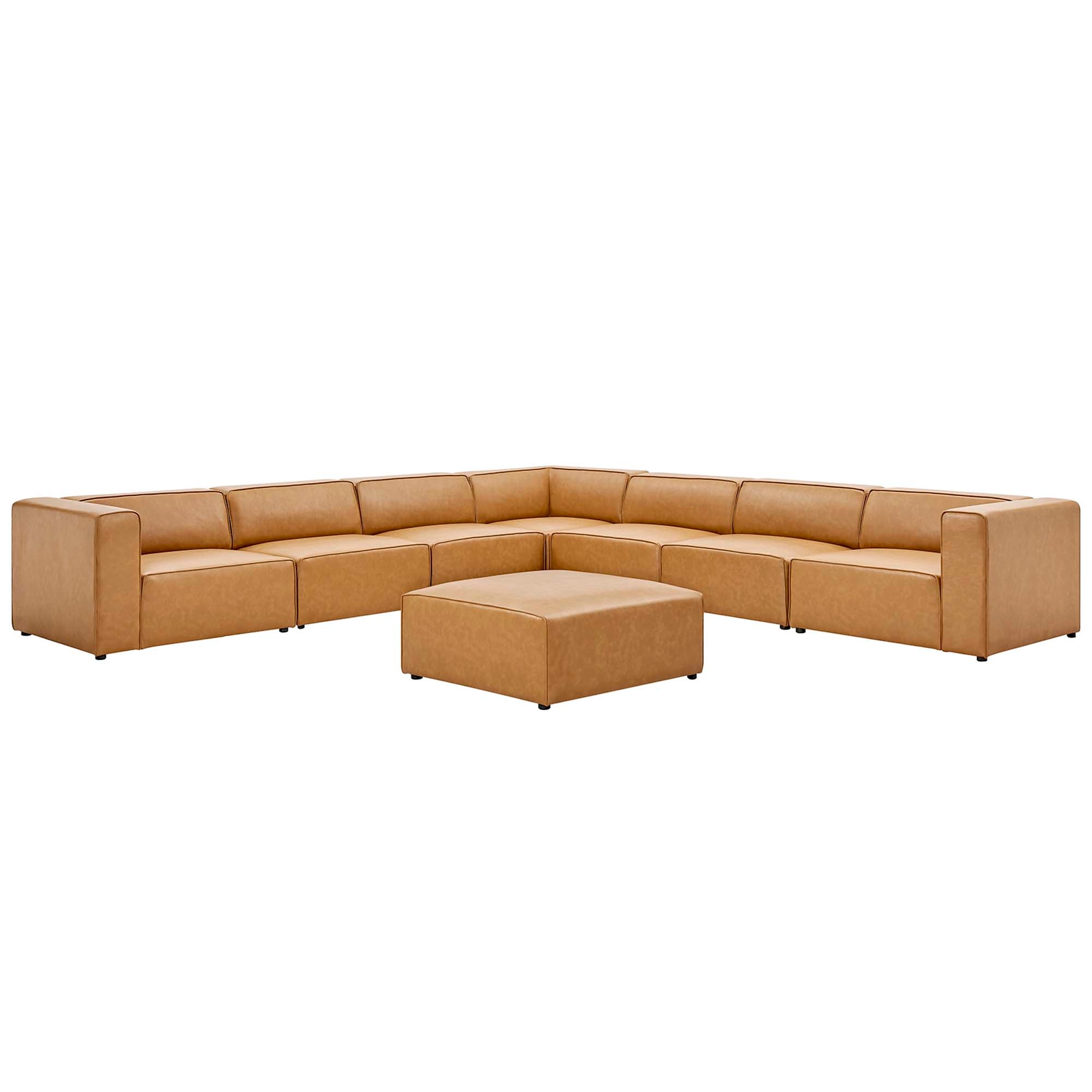 Modway Mingle 8-Piece Vegan Leather Sectional Sofa Set