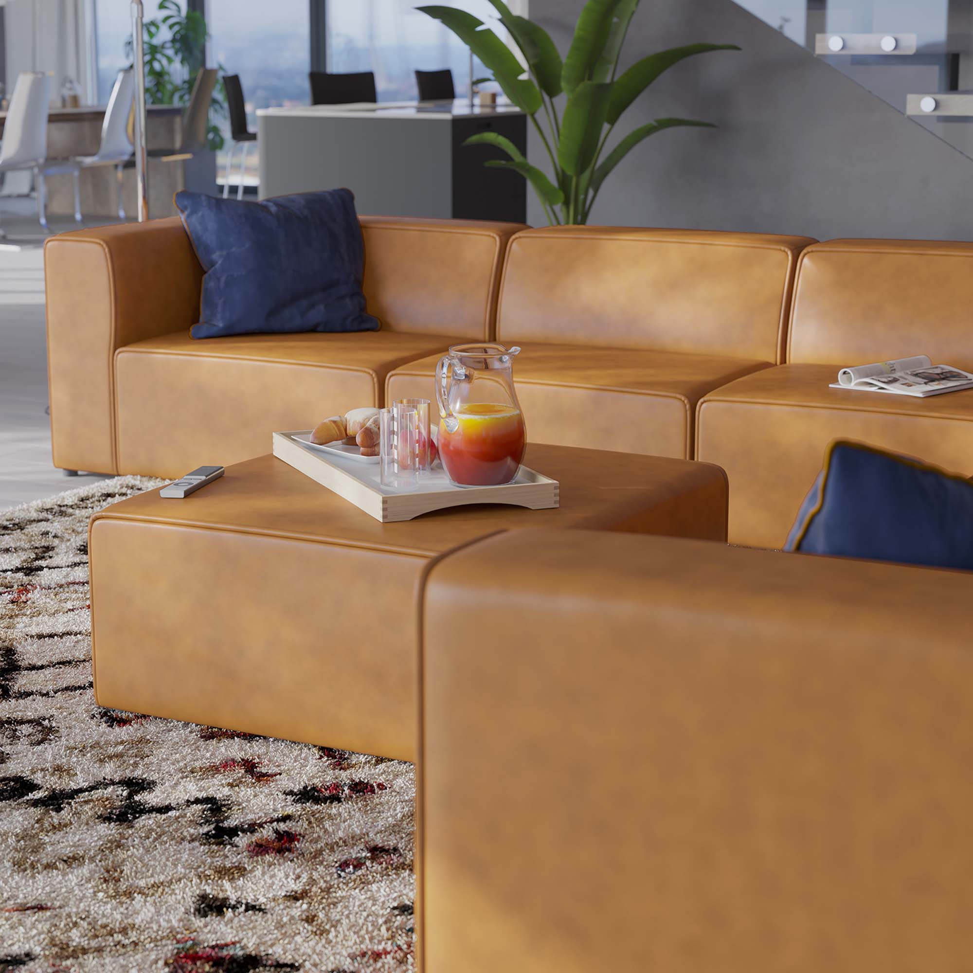 Modway Mingle 8-Piece Vegan Leather Sectional Sofa Set