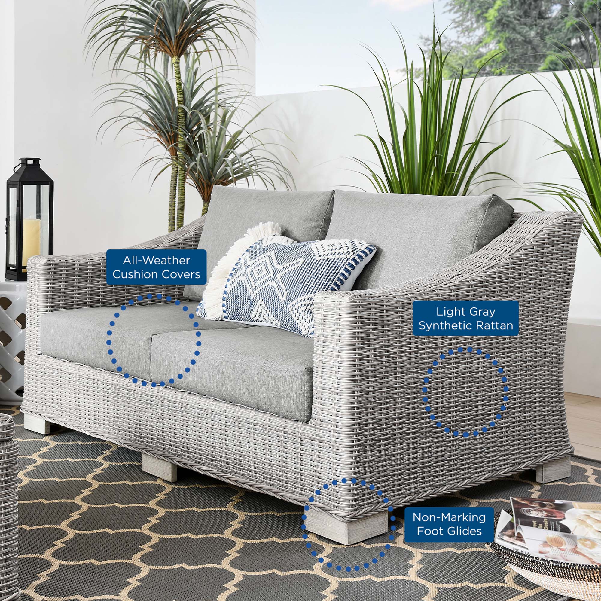 Modway Conway Outdoor Patio Wicker Rattan Loveseat