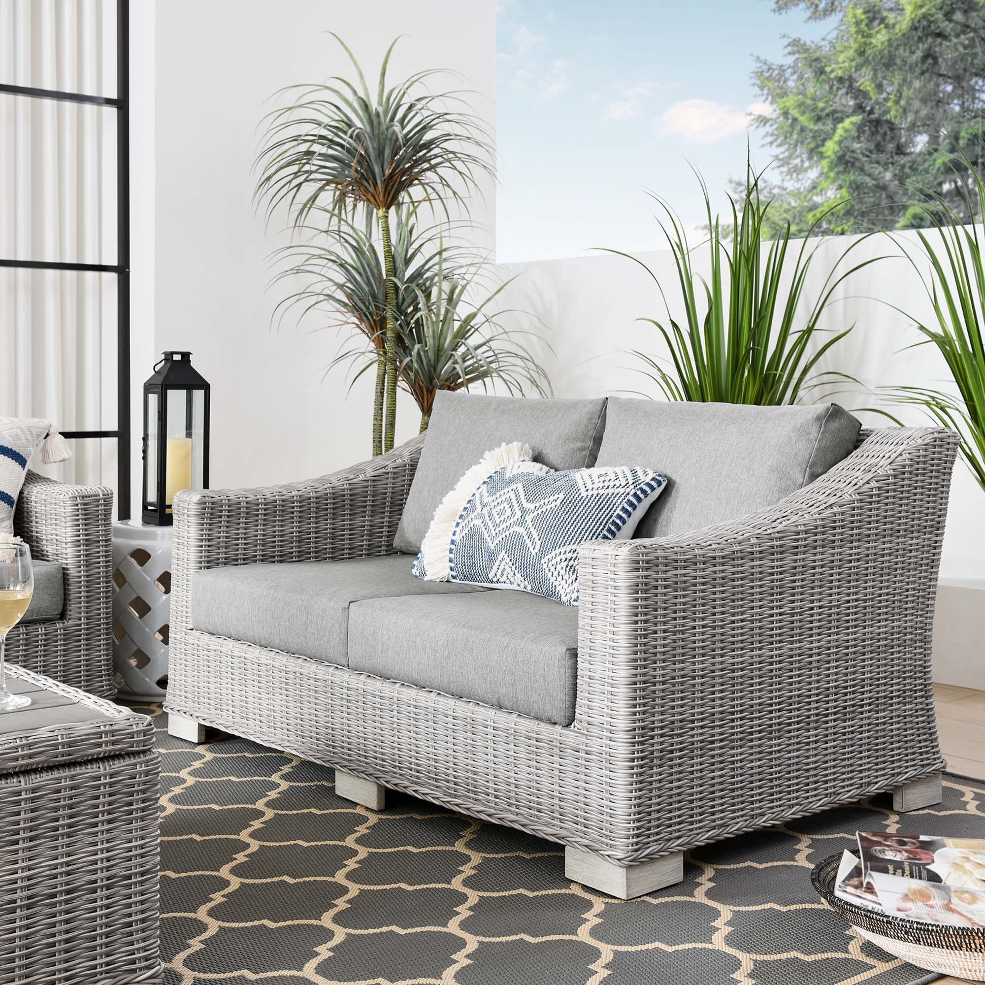 Modway Conway Outdoor Patio Wicker Rattan Loveseat