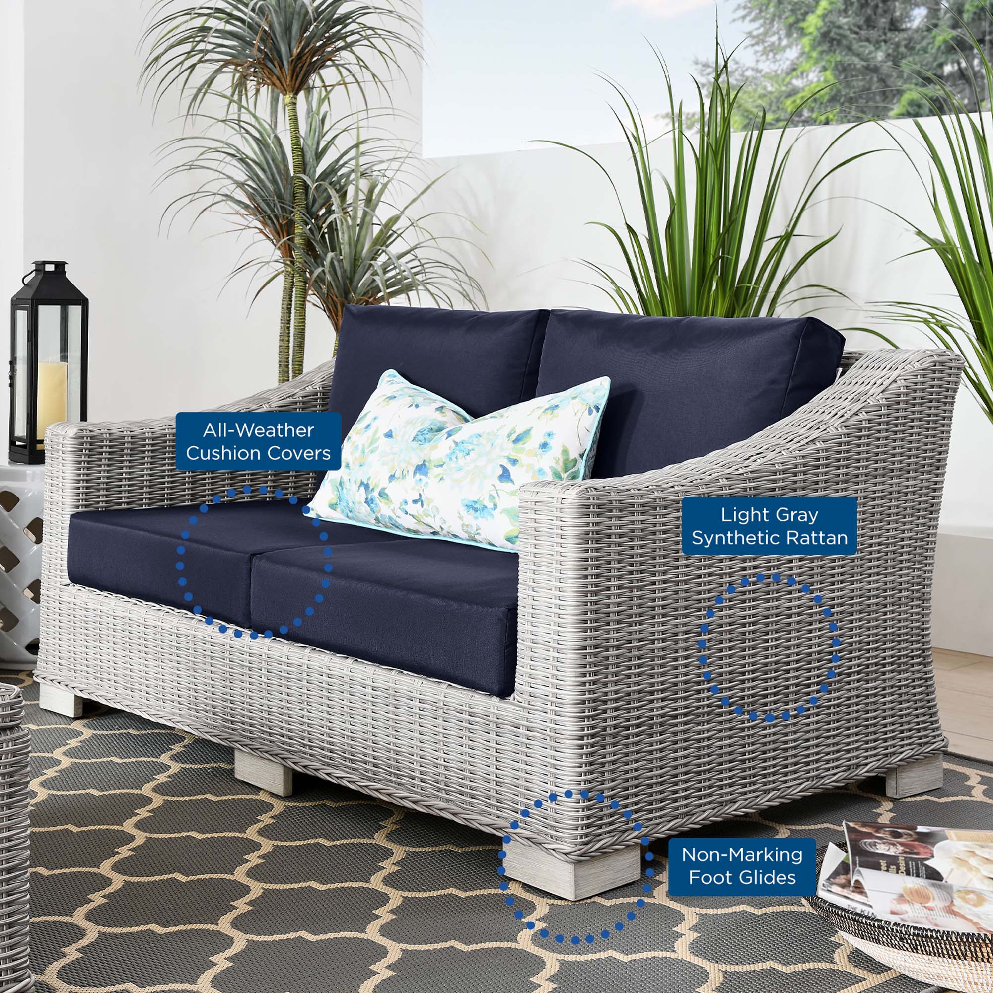 Modway Conway Outdoor Patio Wicker Rattan Loveseat