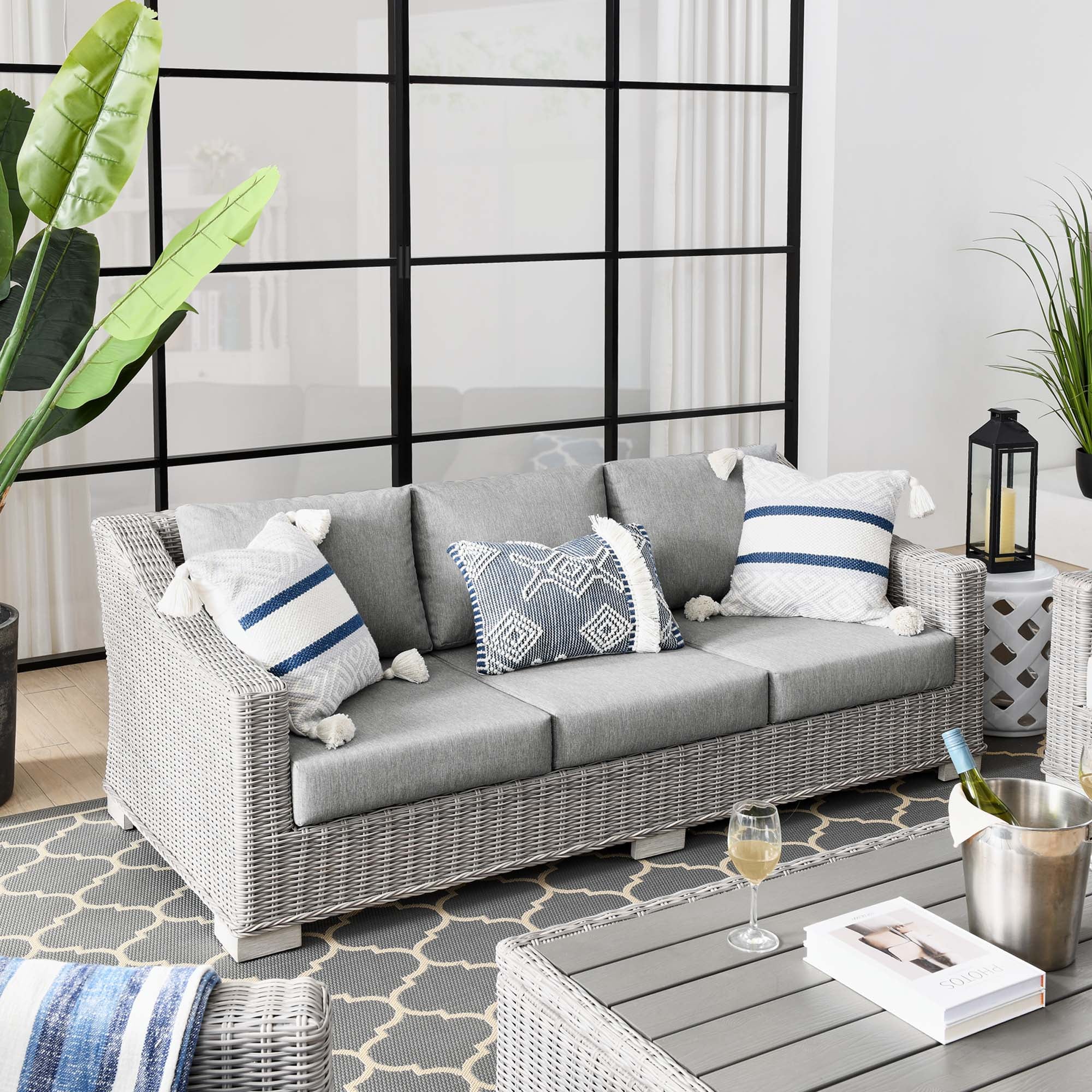 Modway Conway Outdoor Patio Wicker Rattan Sofa