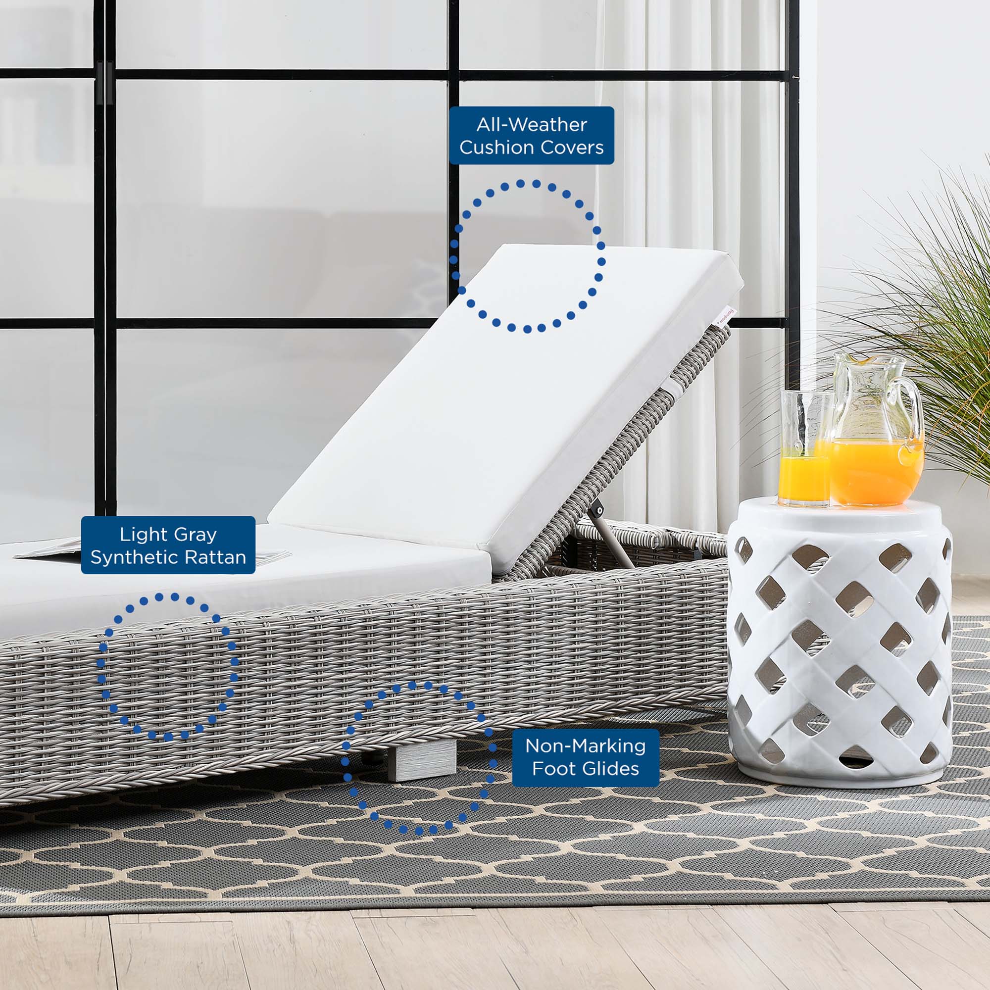 Modway Conway Outdoor Patio Wicker Rattan Chaise Lounge