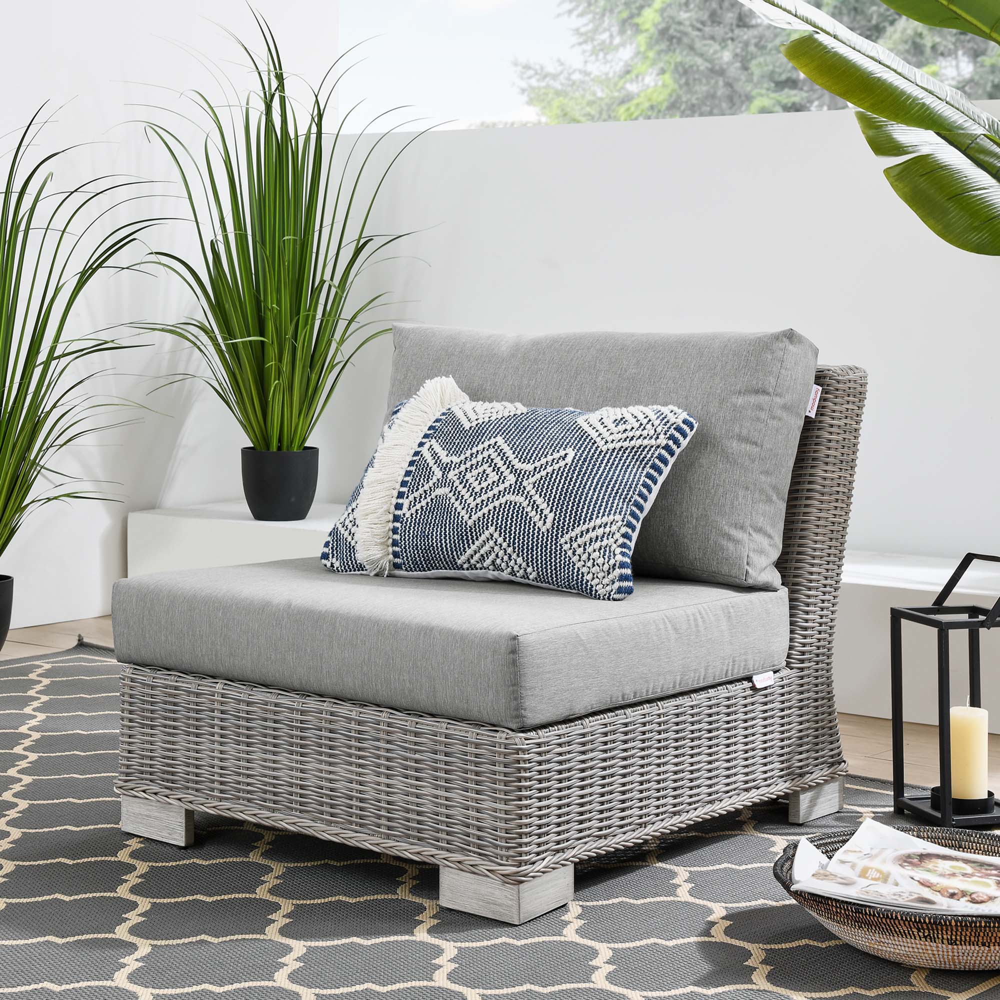 Modway Conway Outdoor Patio Wicker Rattan Armless Chair