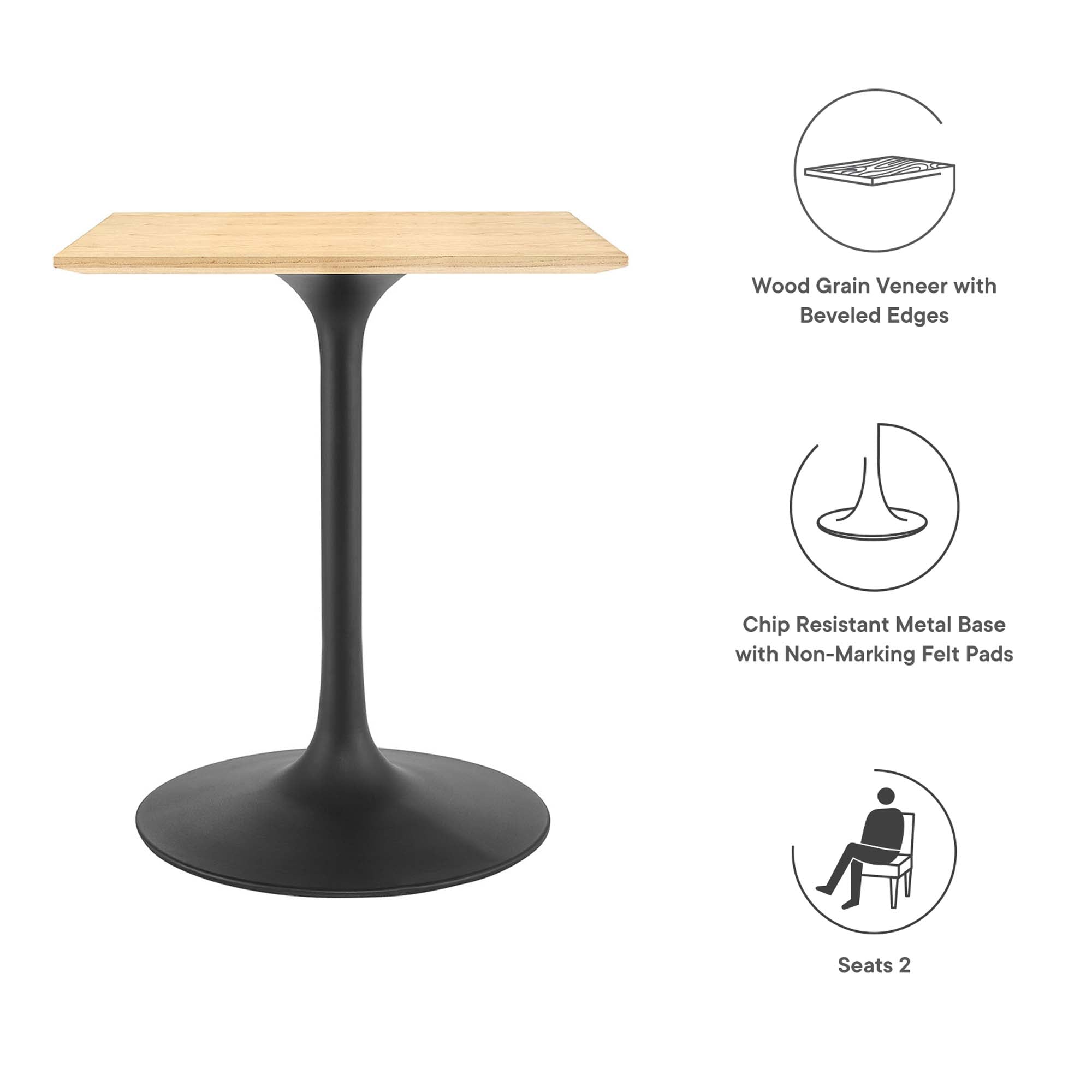 Modway Lippa 24" Square Wood Dining Table