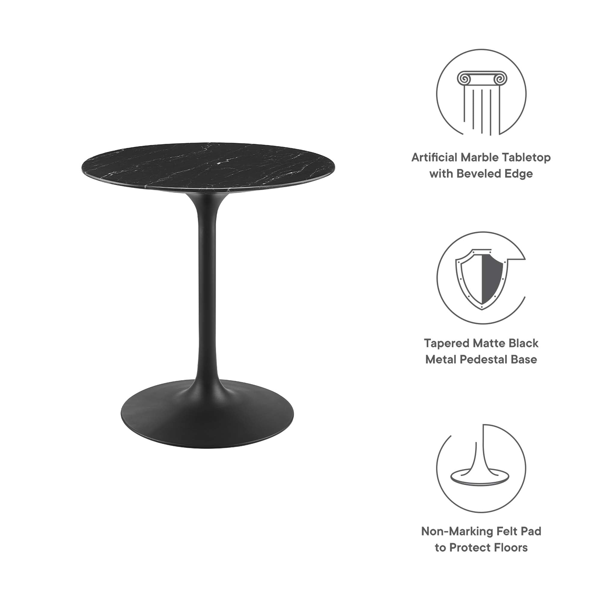 Modway Lippa 28" Round Faux Marble Dining Table