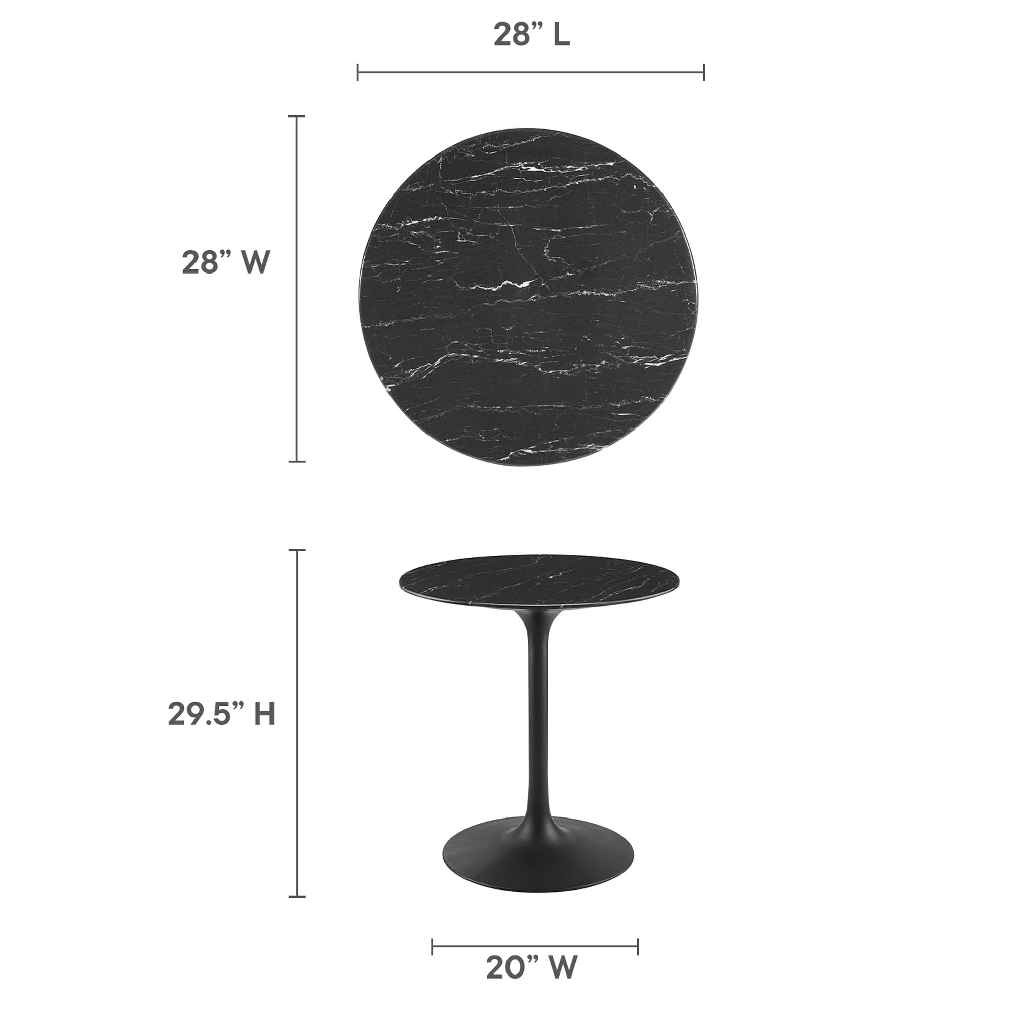 Modway Lippa 28" Round Faux Marble Dining Table