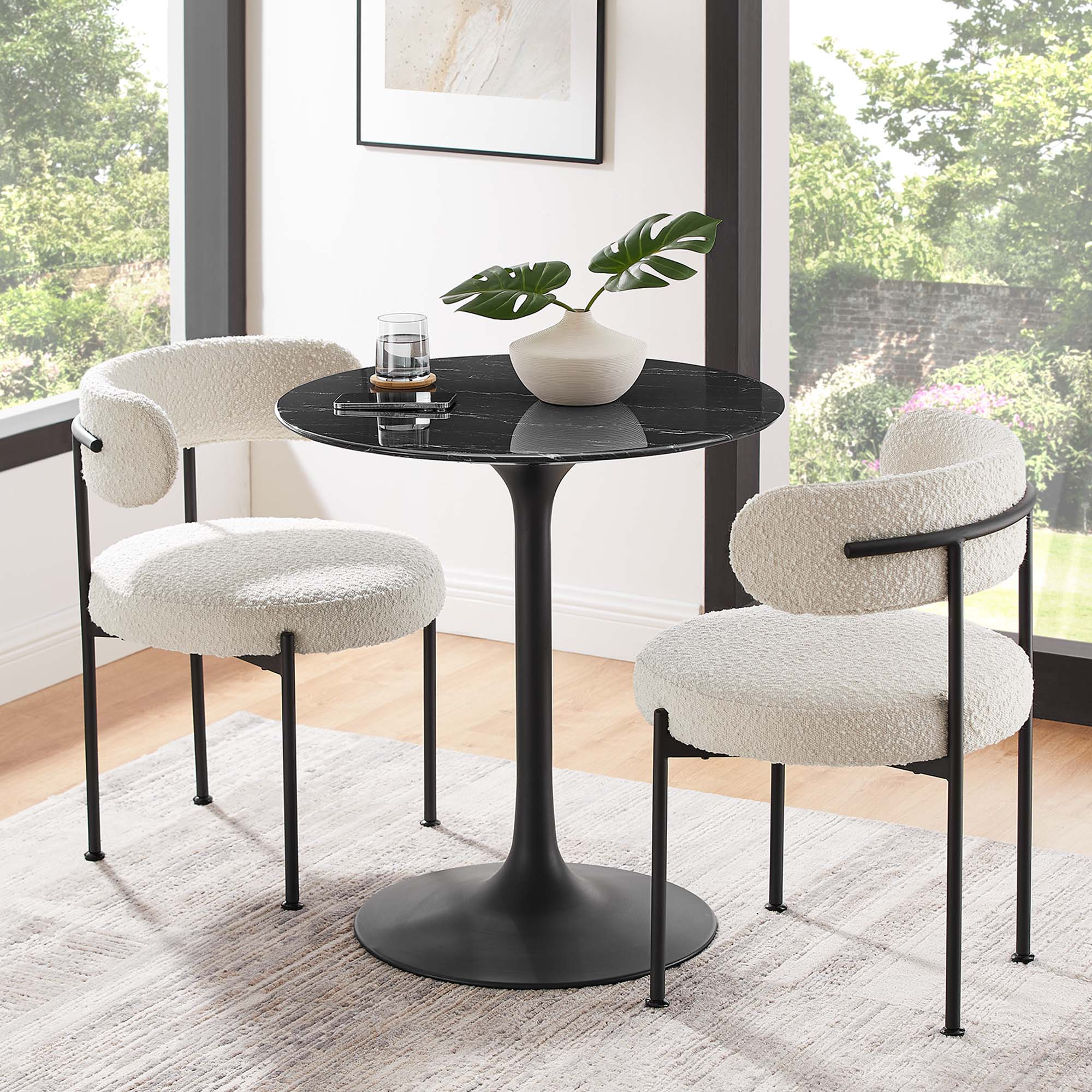 Modway Lippa 28" Round Faux Marble Dining Table