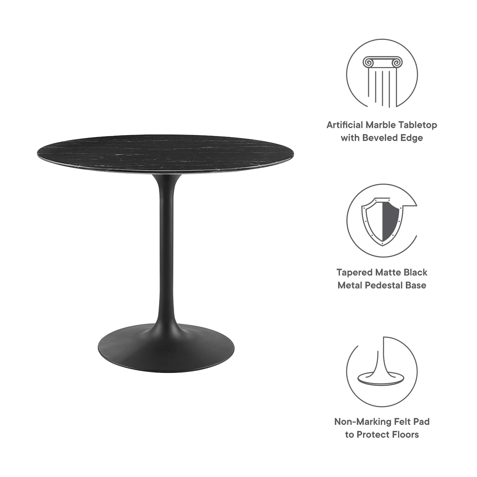 Modway Lippa 36" Round Faux Marble Dining Table