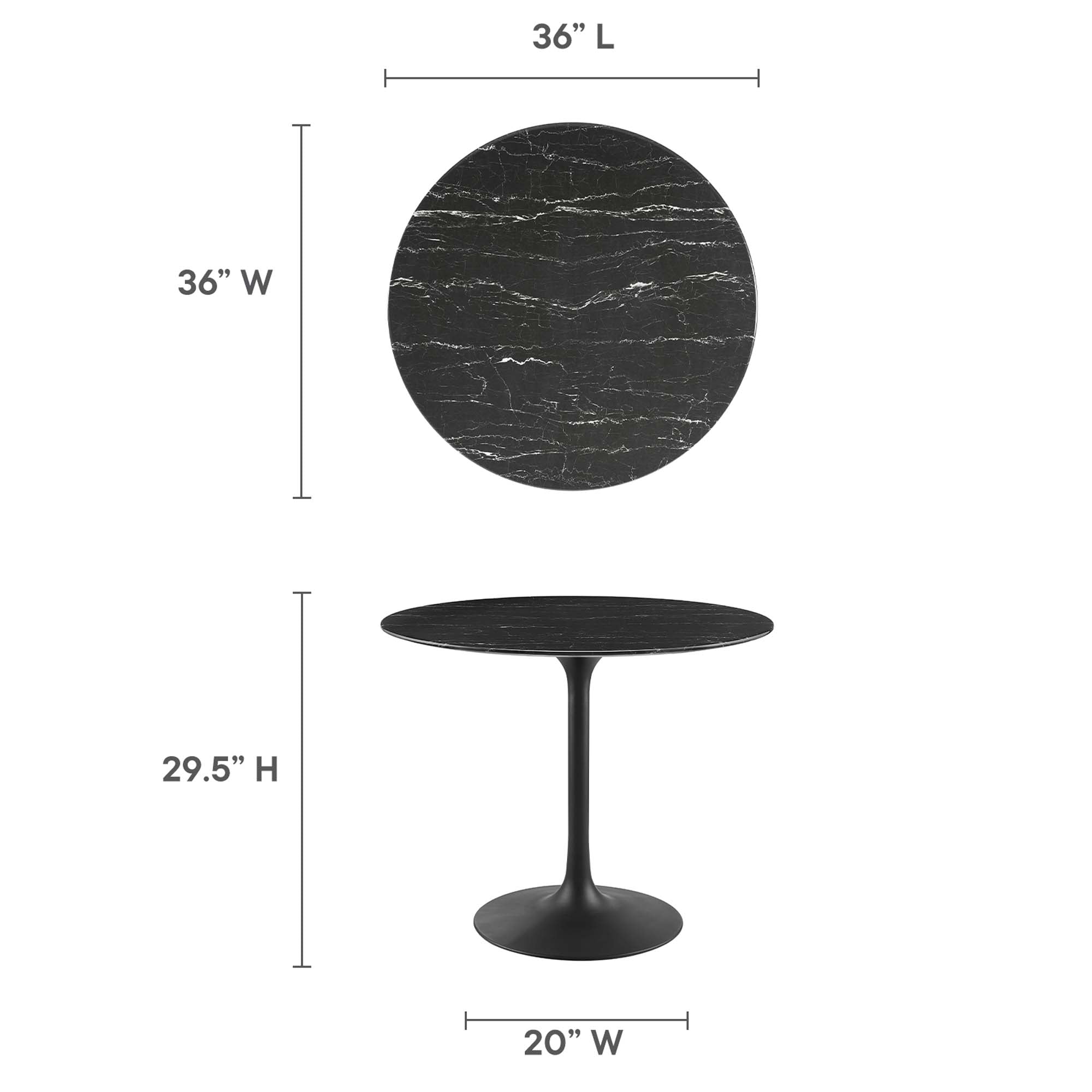 Modway Lippa 36" Round Faux Marble Dining Table