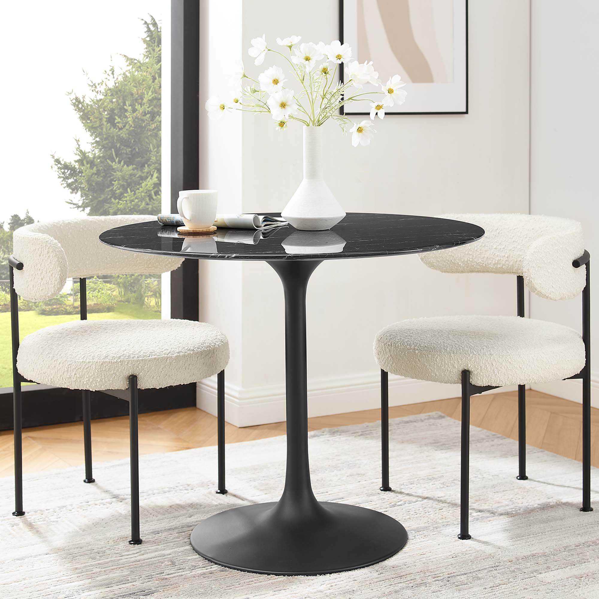 Modway Lippa 36" Round Faux Marble Dining Table