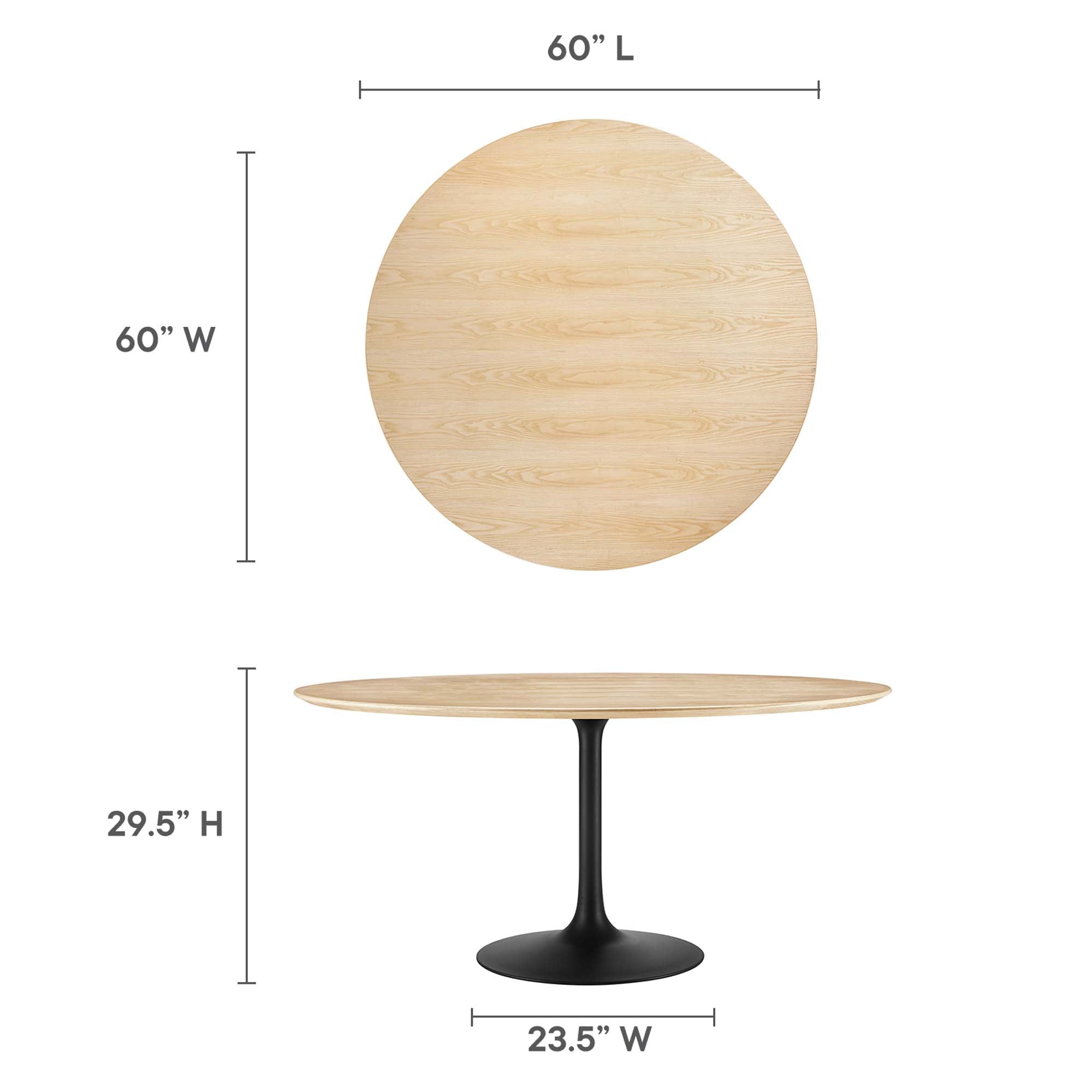 Modway Lippa 60" Round Wood Dining Table