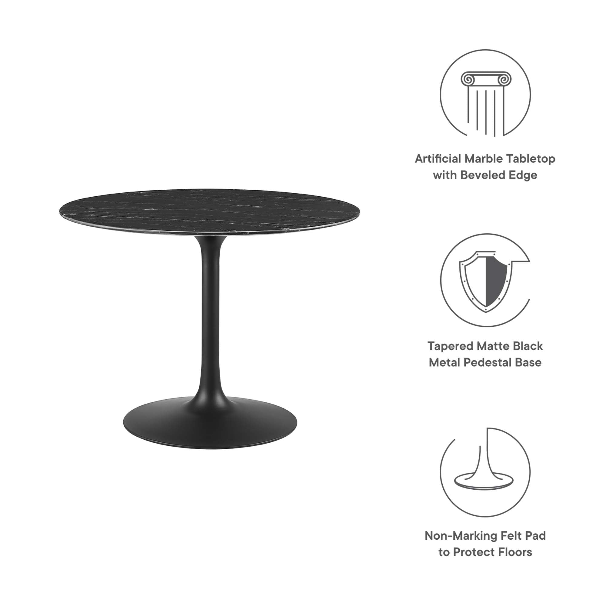 Modway Lippa 40" Round Faux Marble Dining Table