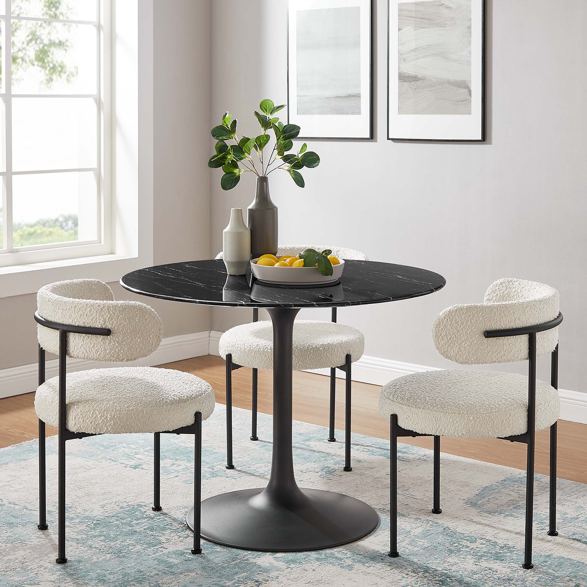 Modway Lippa 40" Round Faux Marble Dining Table