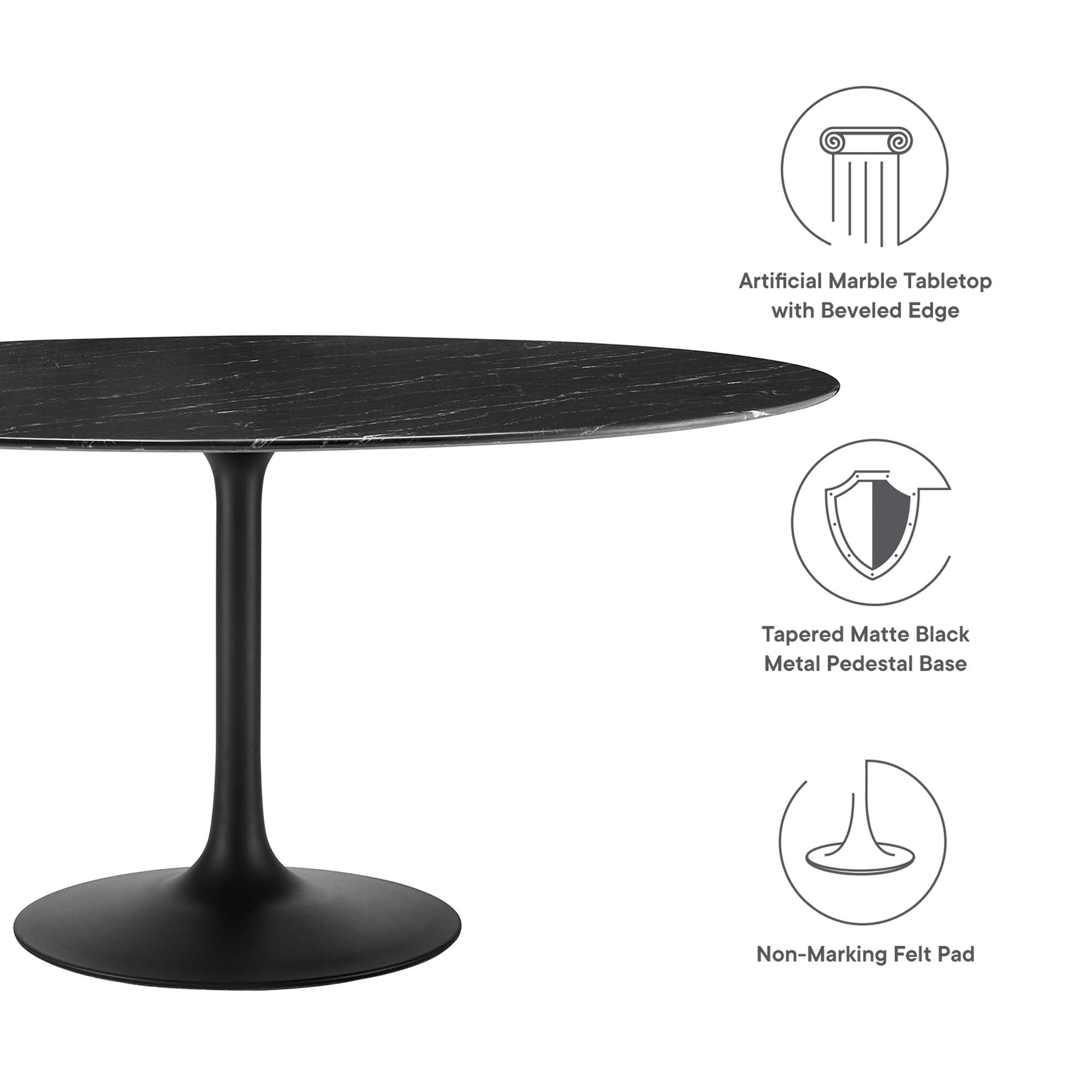 Modway Lippa 60" Round Faux Marble Dining Table