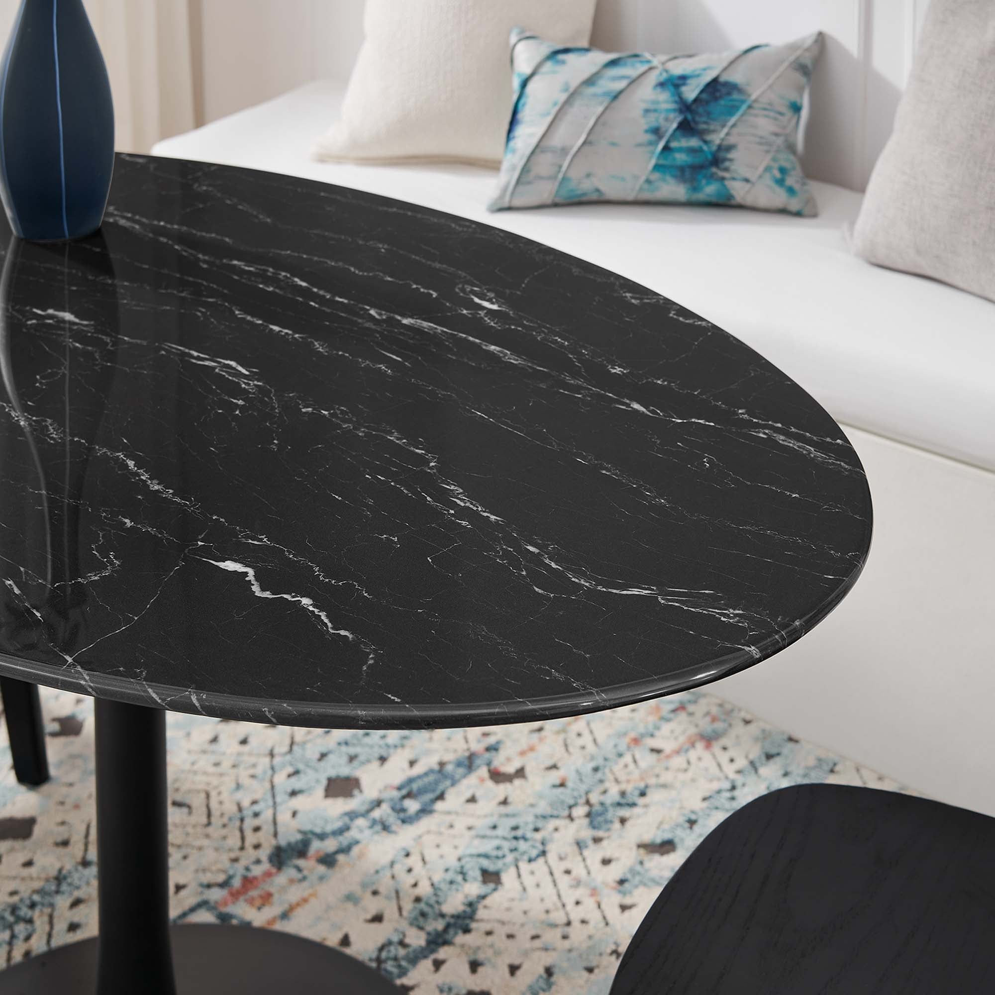 Modway Lippa 54" Oval Faux Marble Dining Table