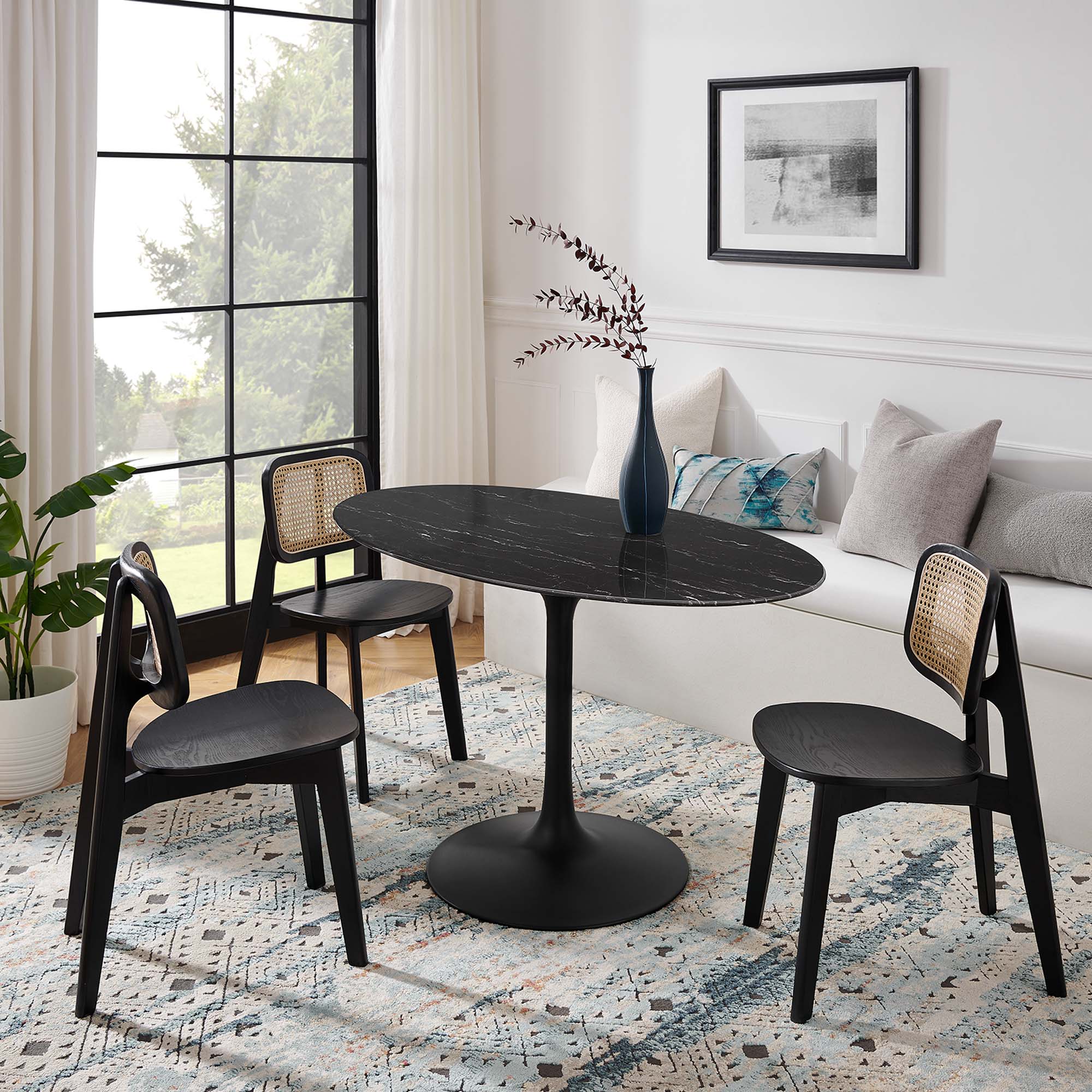 Modway Lippa 54" Oval Faux Marble Dining Table