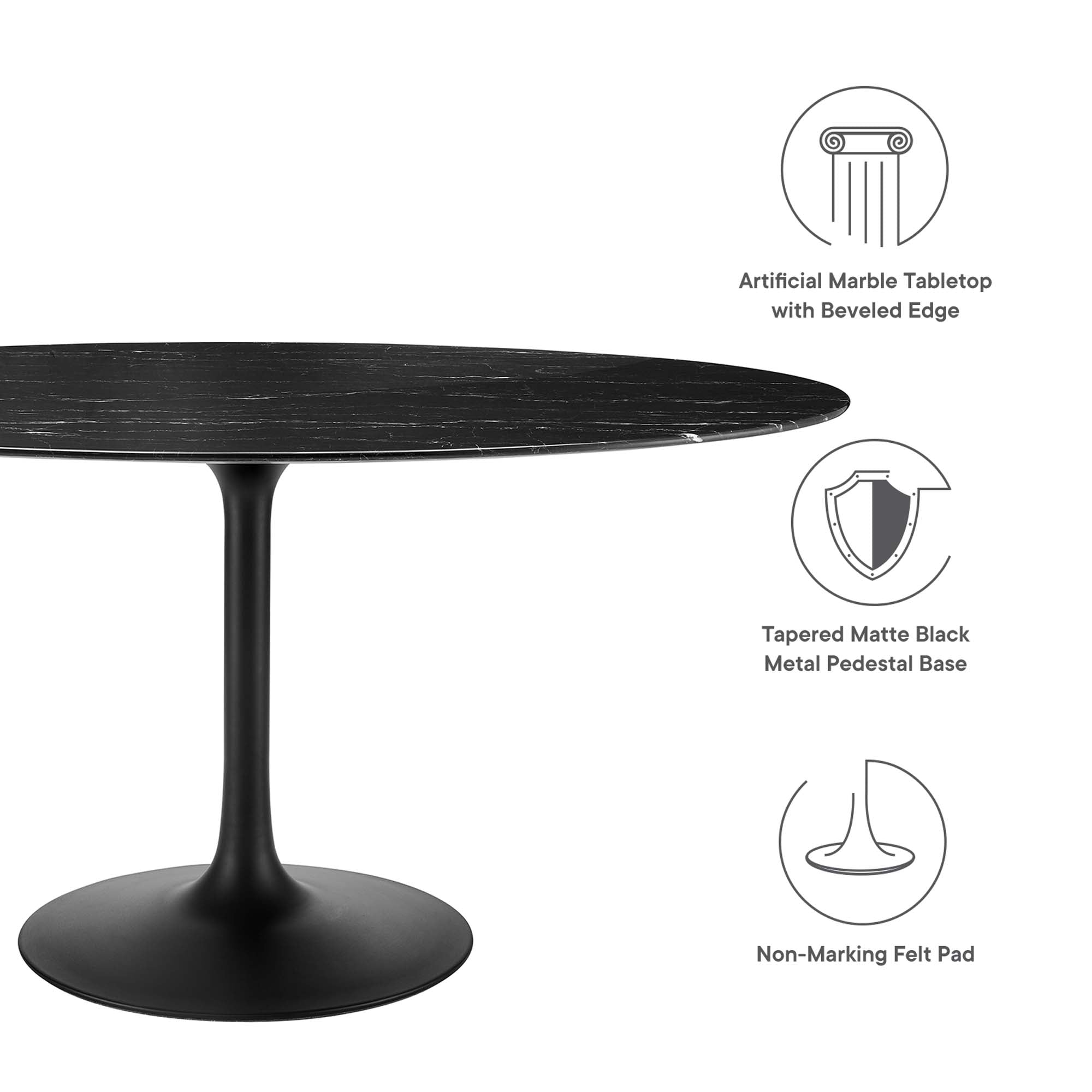 Modway Lippa 60" Oval Faux Marble Dining Table