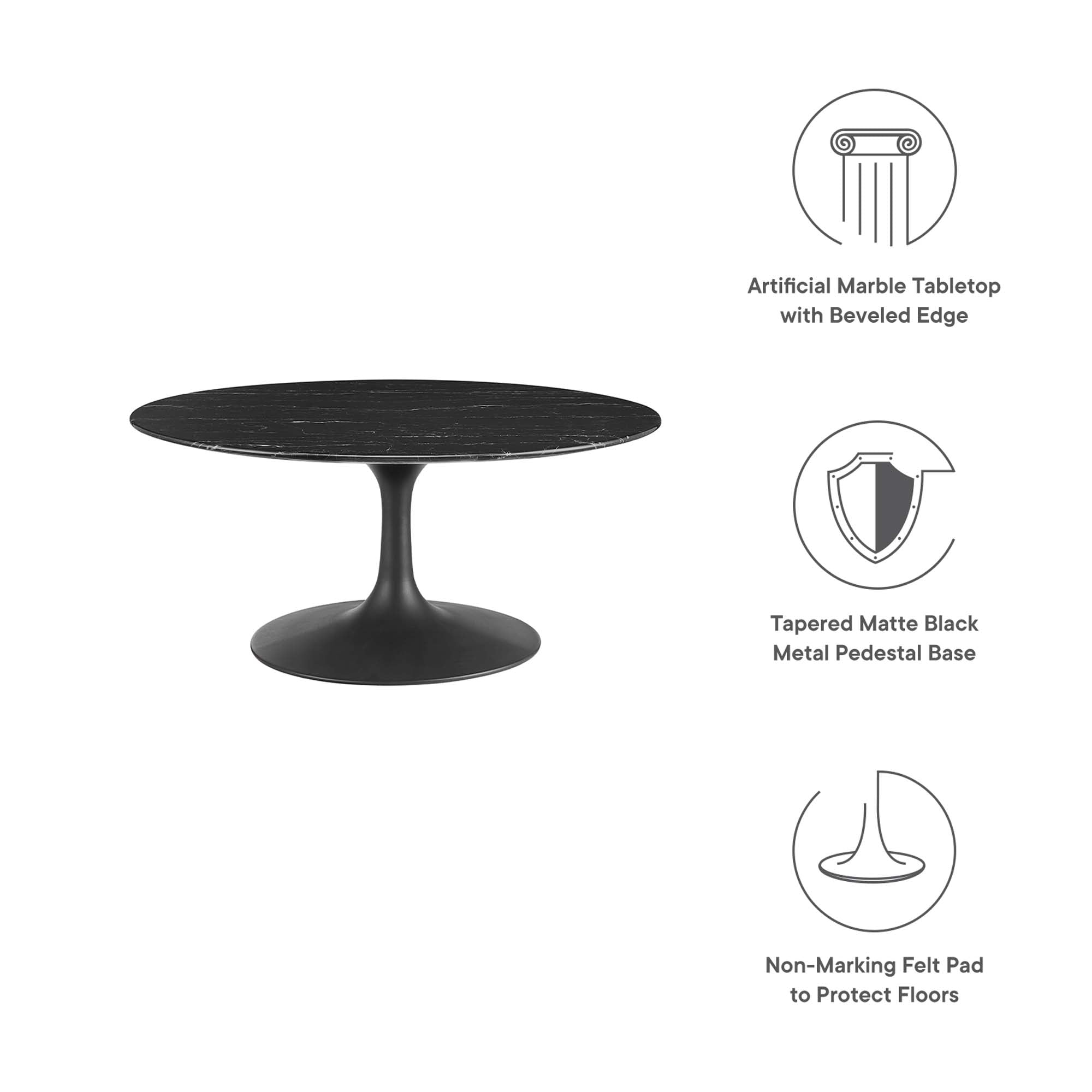 Modway Lippa 36" Round Faux Marble Coffee Table