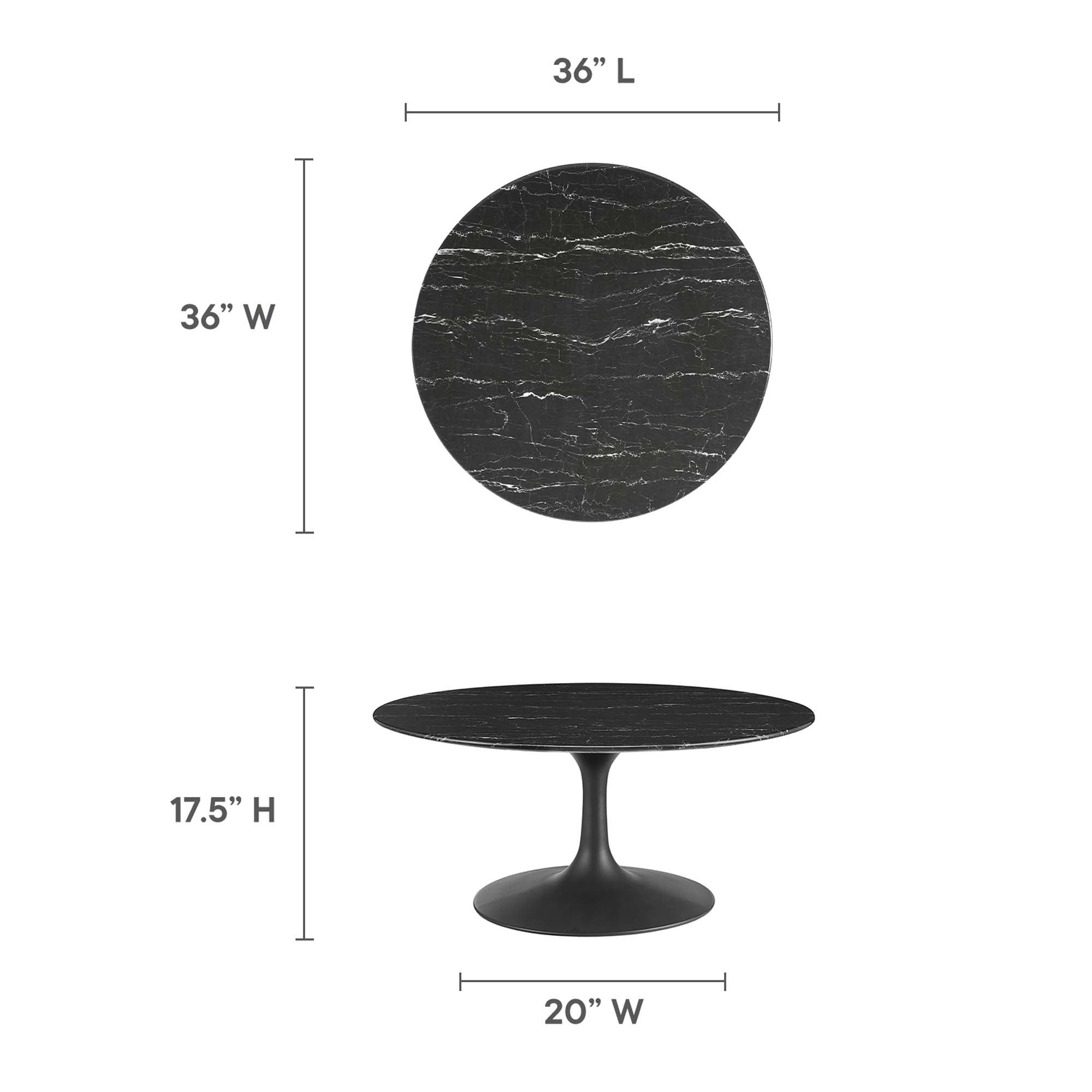Modway Lippa 36" Round Faux Marble Coffee Table