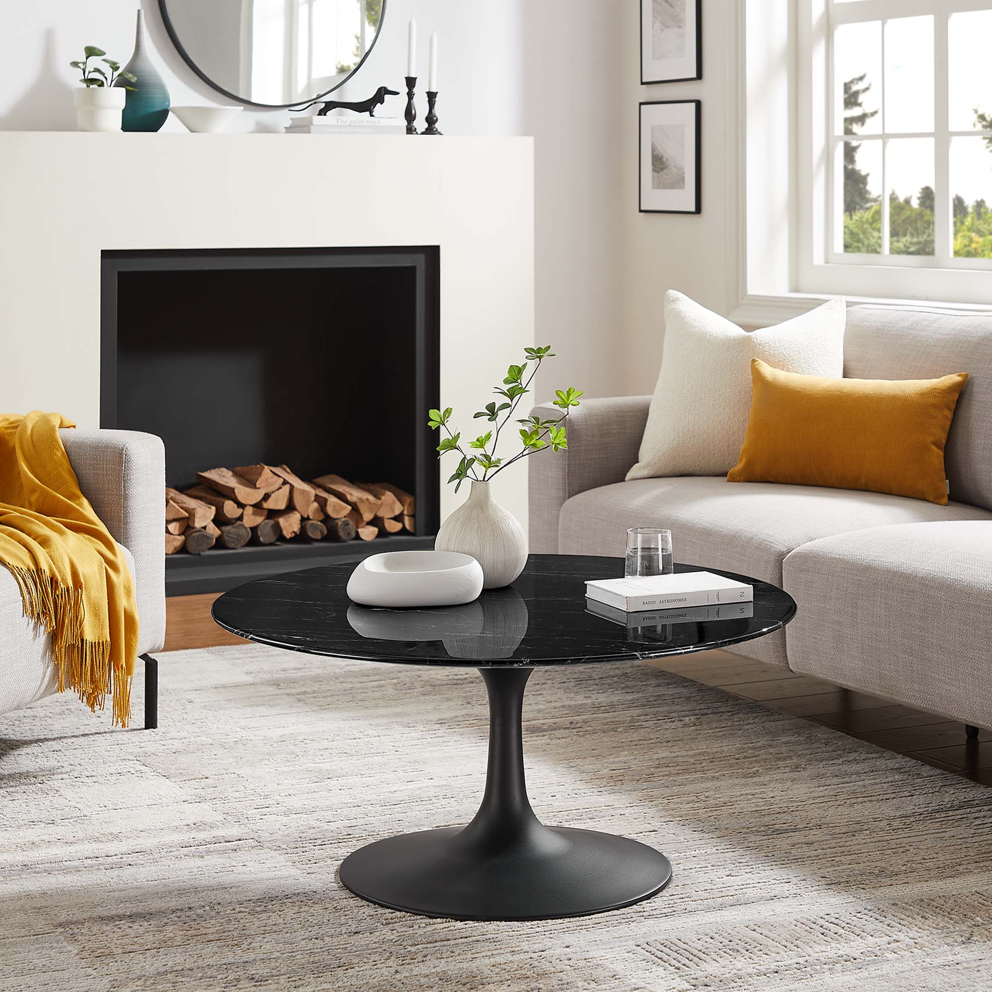Modway Lippa 36" Round Faux Marble Coffee Table