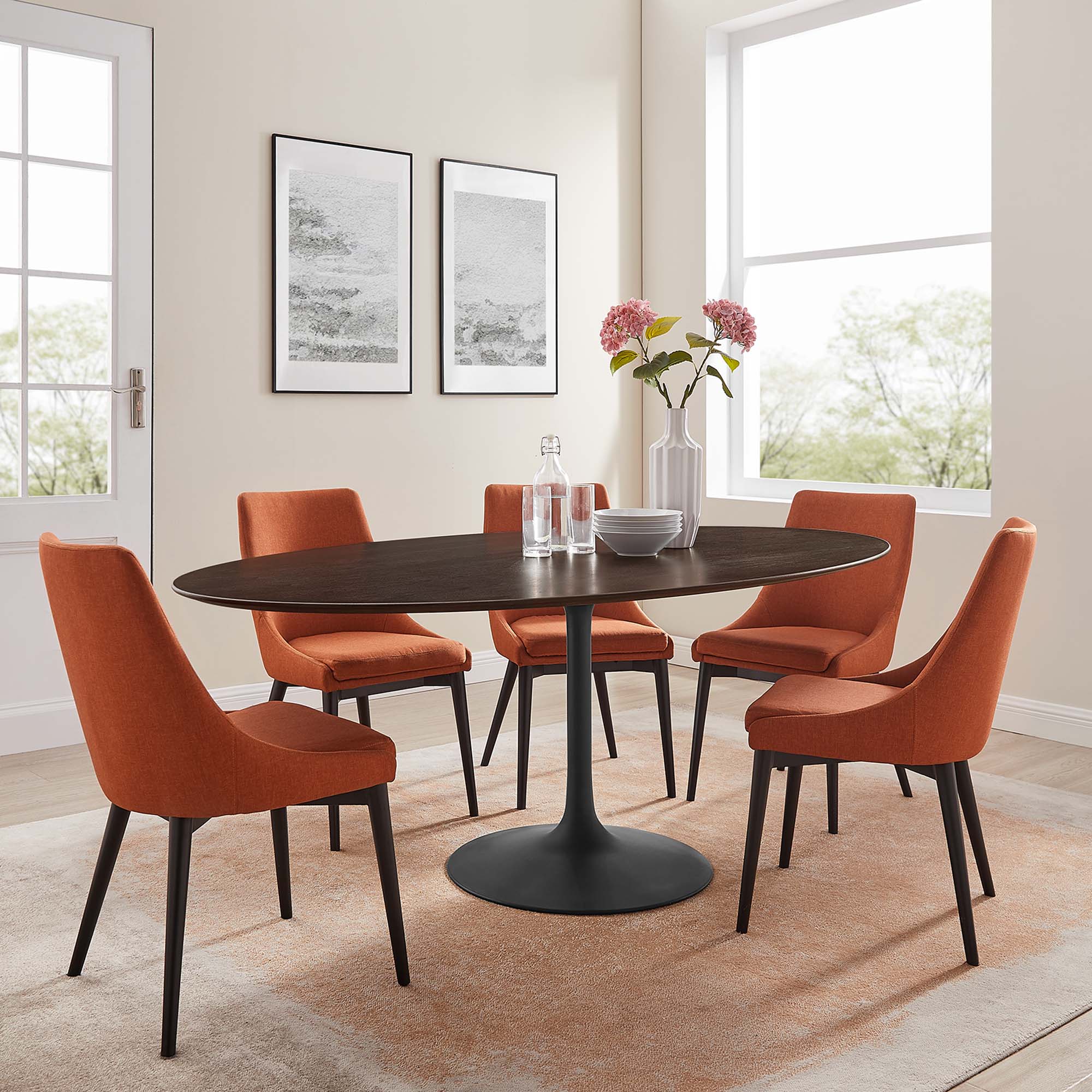 Modway Lippa 78" Oval Wood Dining Table