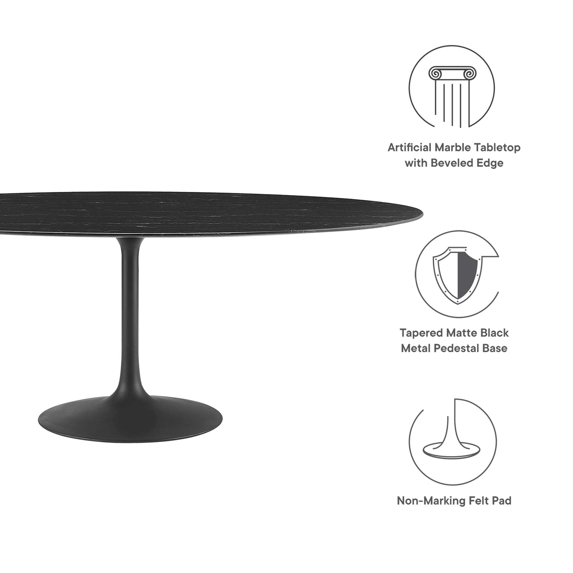 Modway Lippa 78" Oval Faux Marble Dining Table