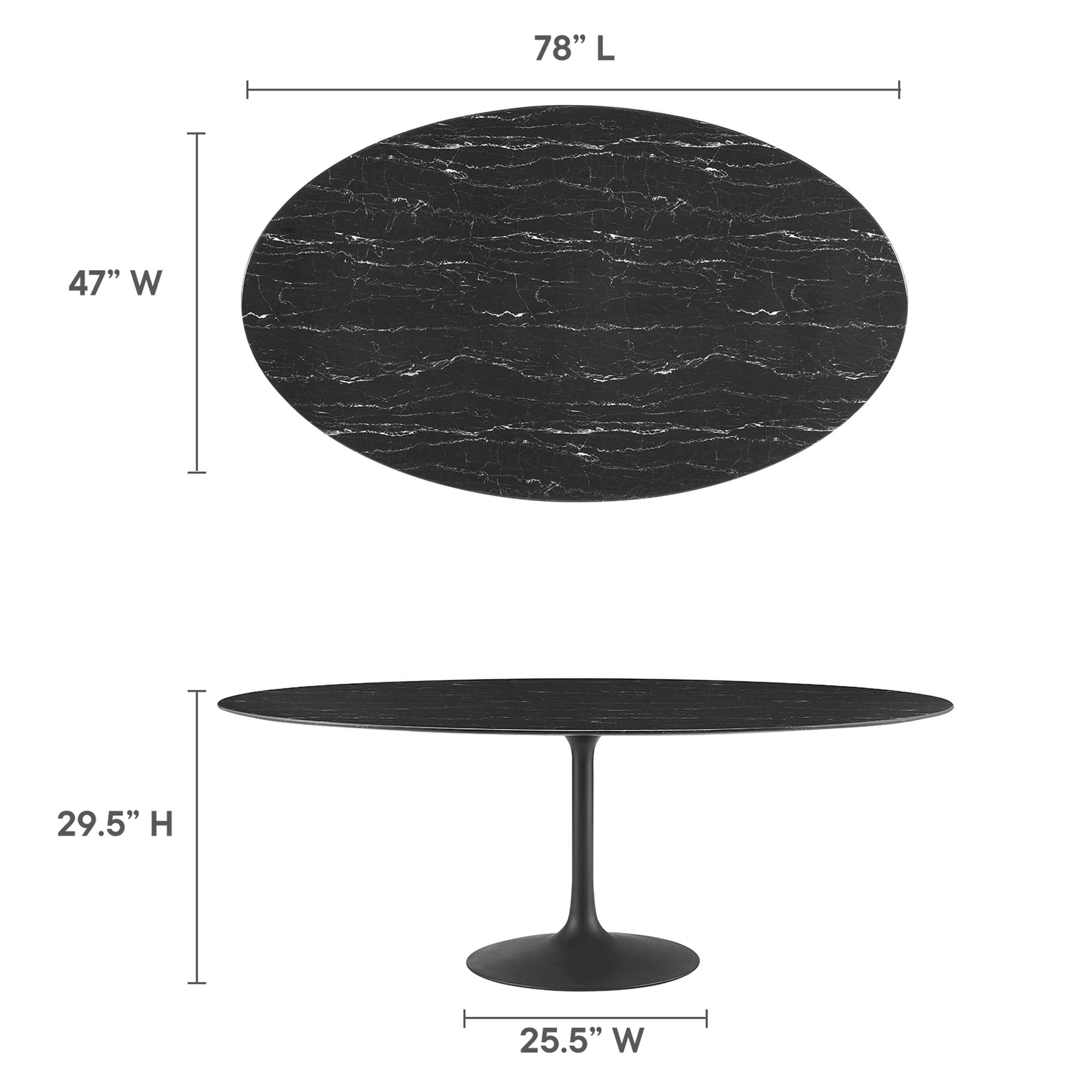 Modway Lippa 78" Oval Faux Marble Dining Table