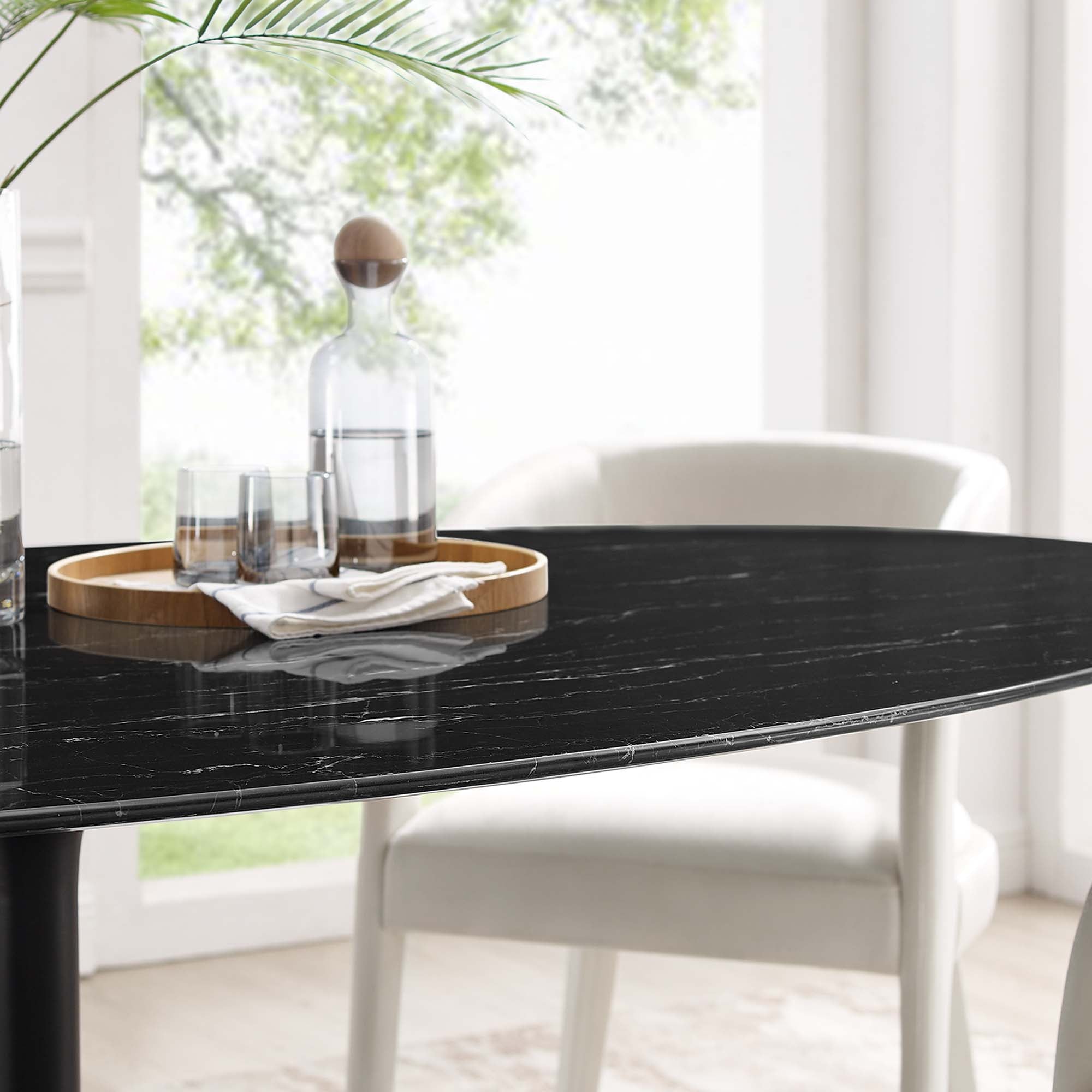 Modway Lippa 78" Oval Faux Marble Dining Table