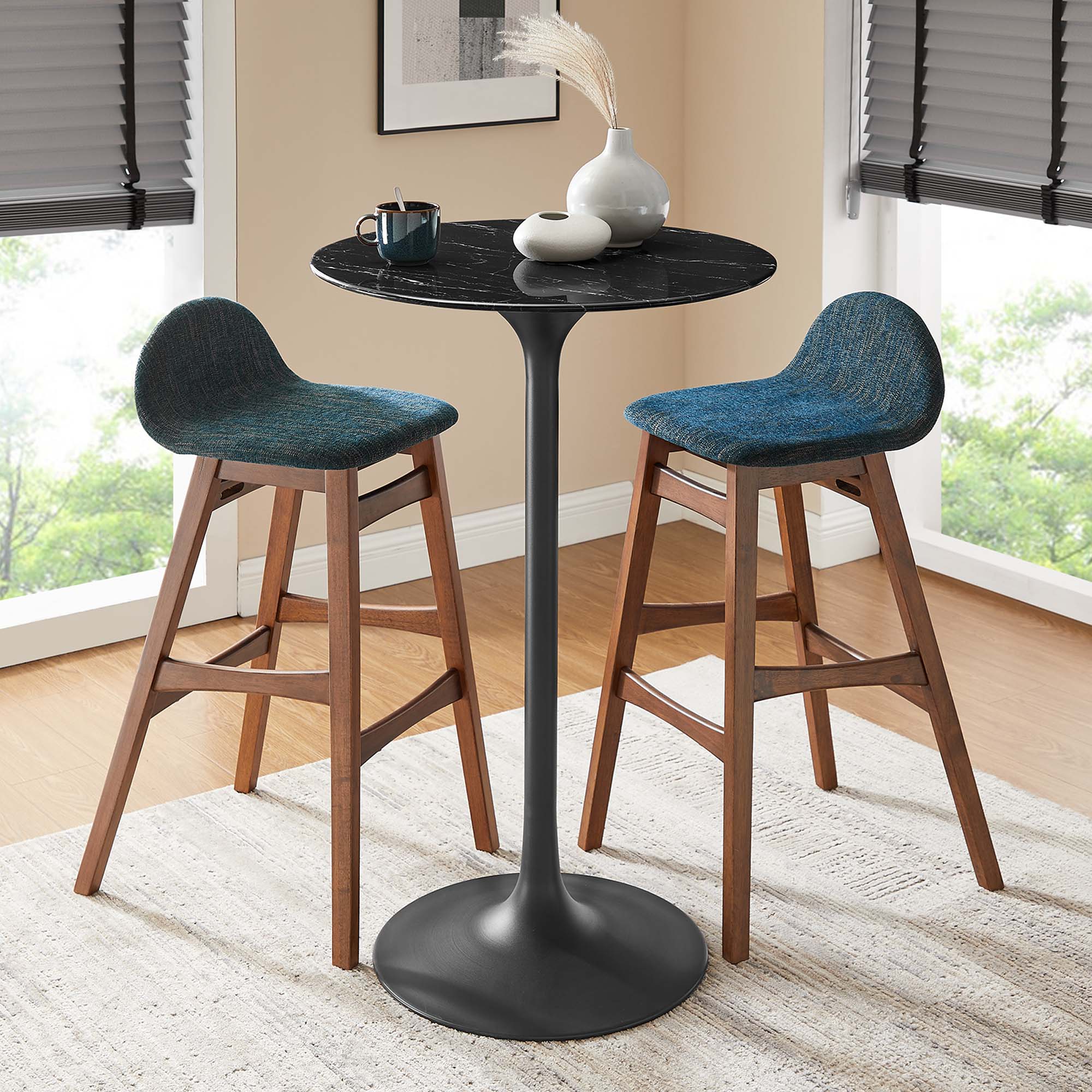 Modway Lippa 28" Round Faux Marble Bar Table