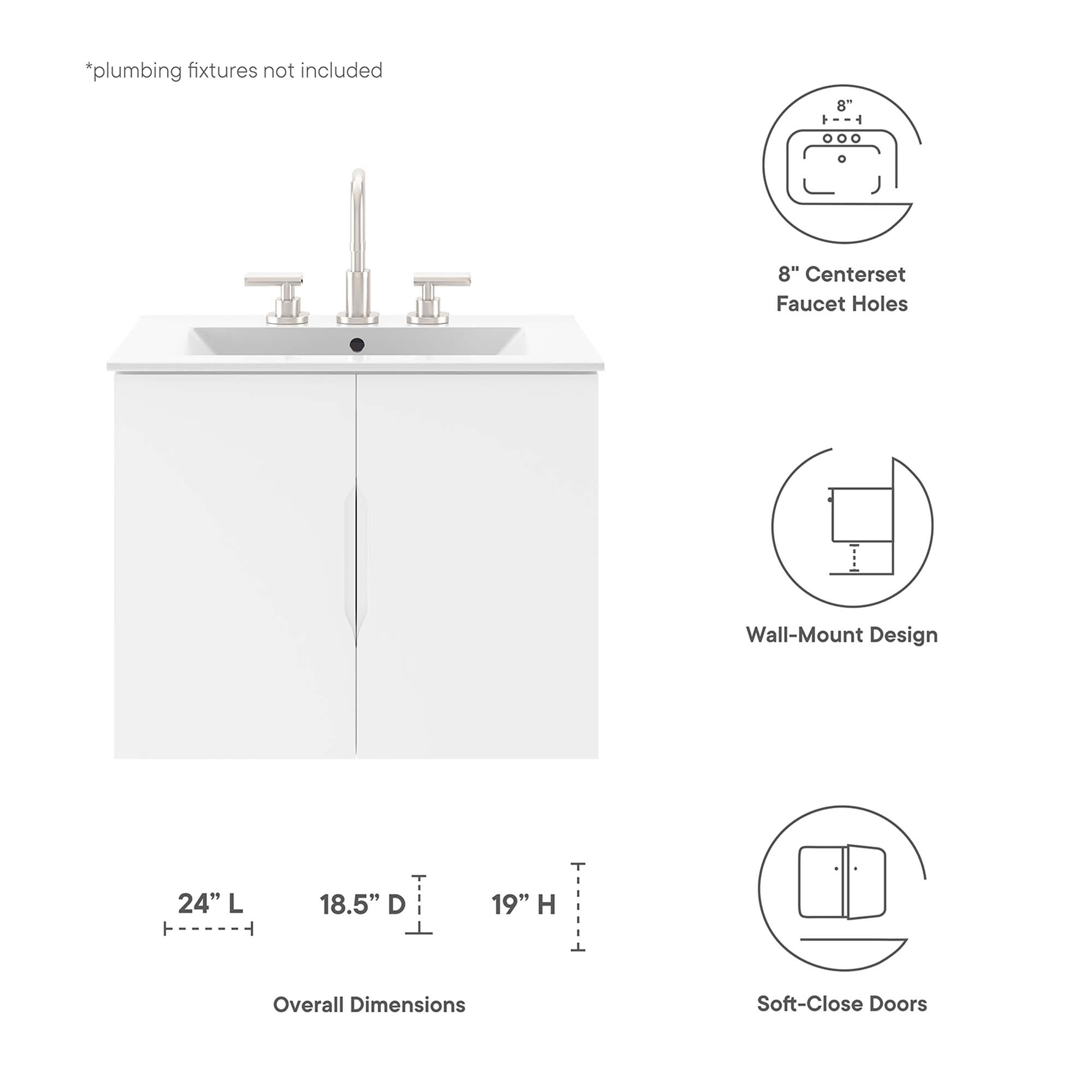 Modway Vitality 24" Bathroom Vanity Cabinet (Sink Basin Not Included)