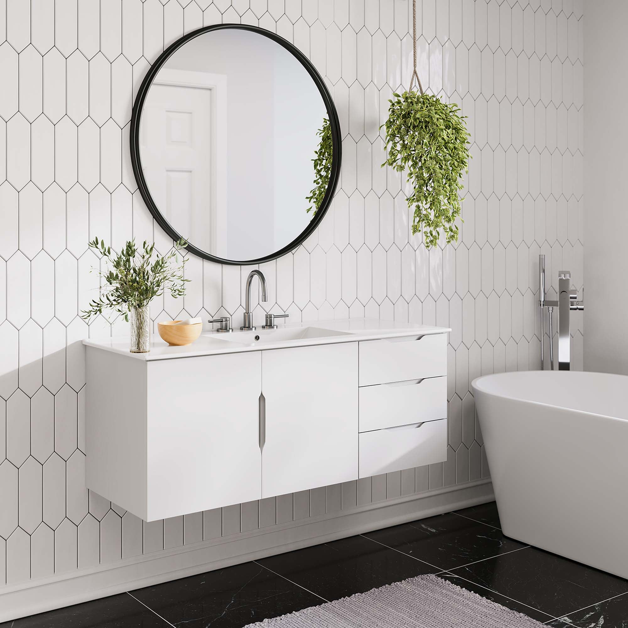 Modway Vitality 48" Double or Single Sink Compatible (Not Included) Bathroom Vanity Cabinet