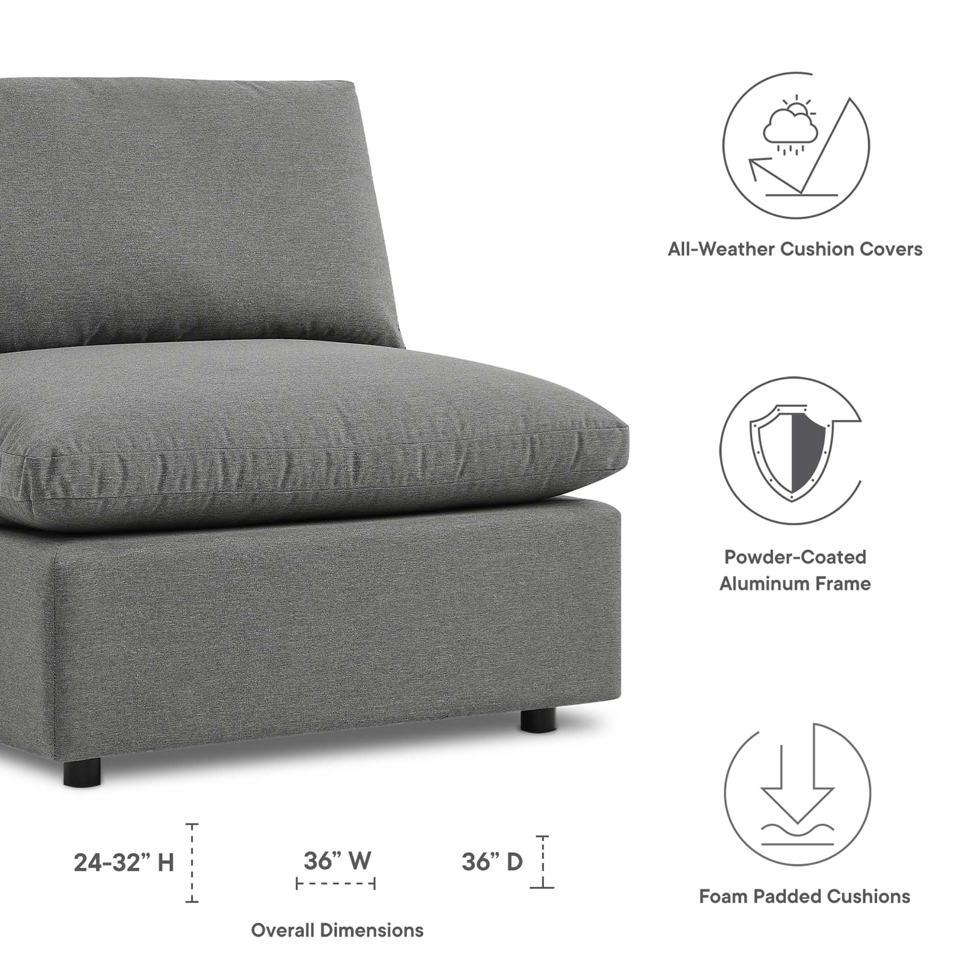 Modway Commix Overstuffed Outdoor Patio Armless Chair